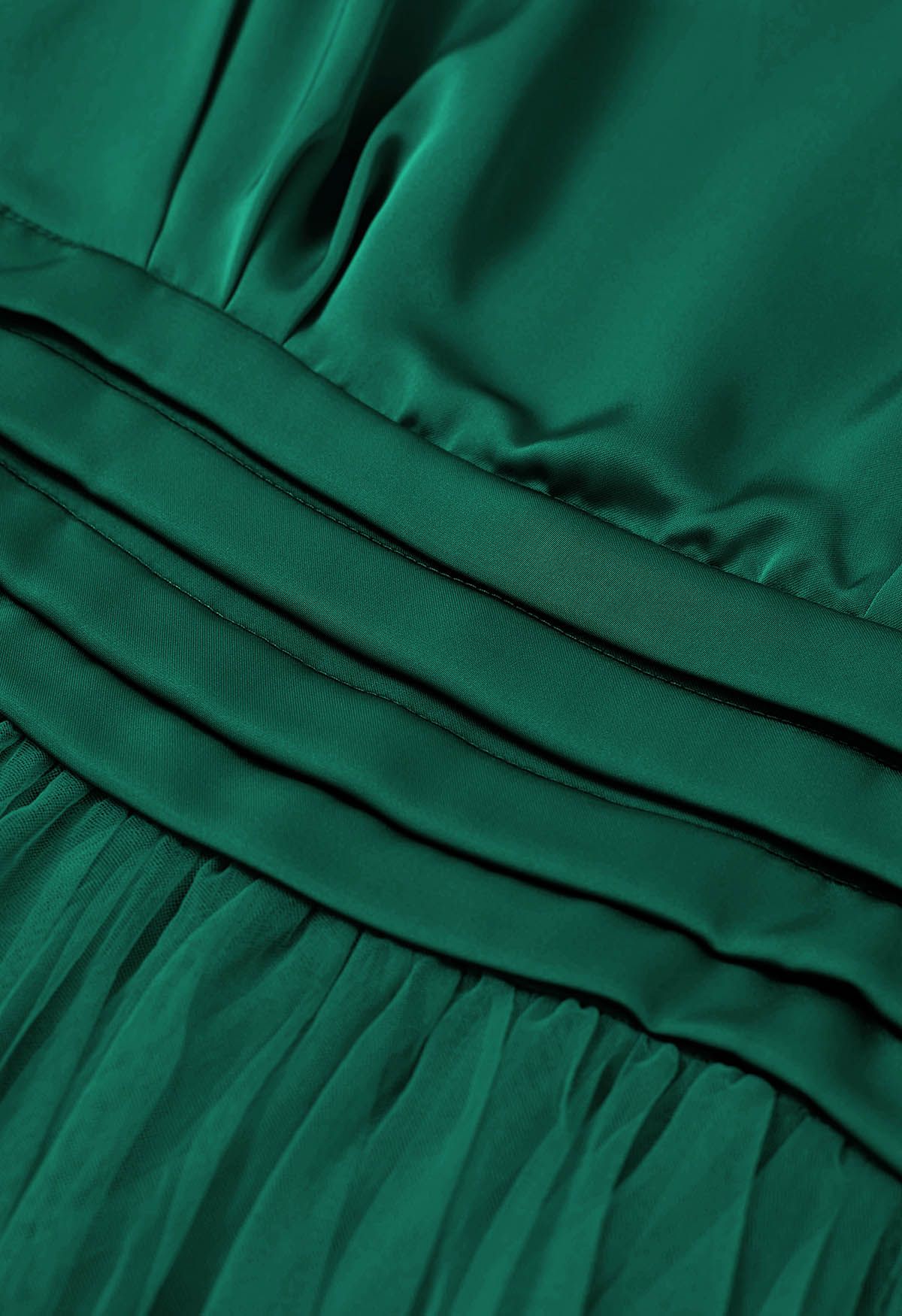 Shine Bright High Neck Tulle Maxi Dress in Emerald