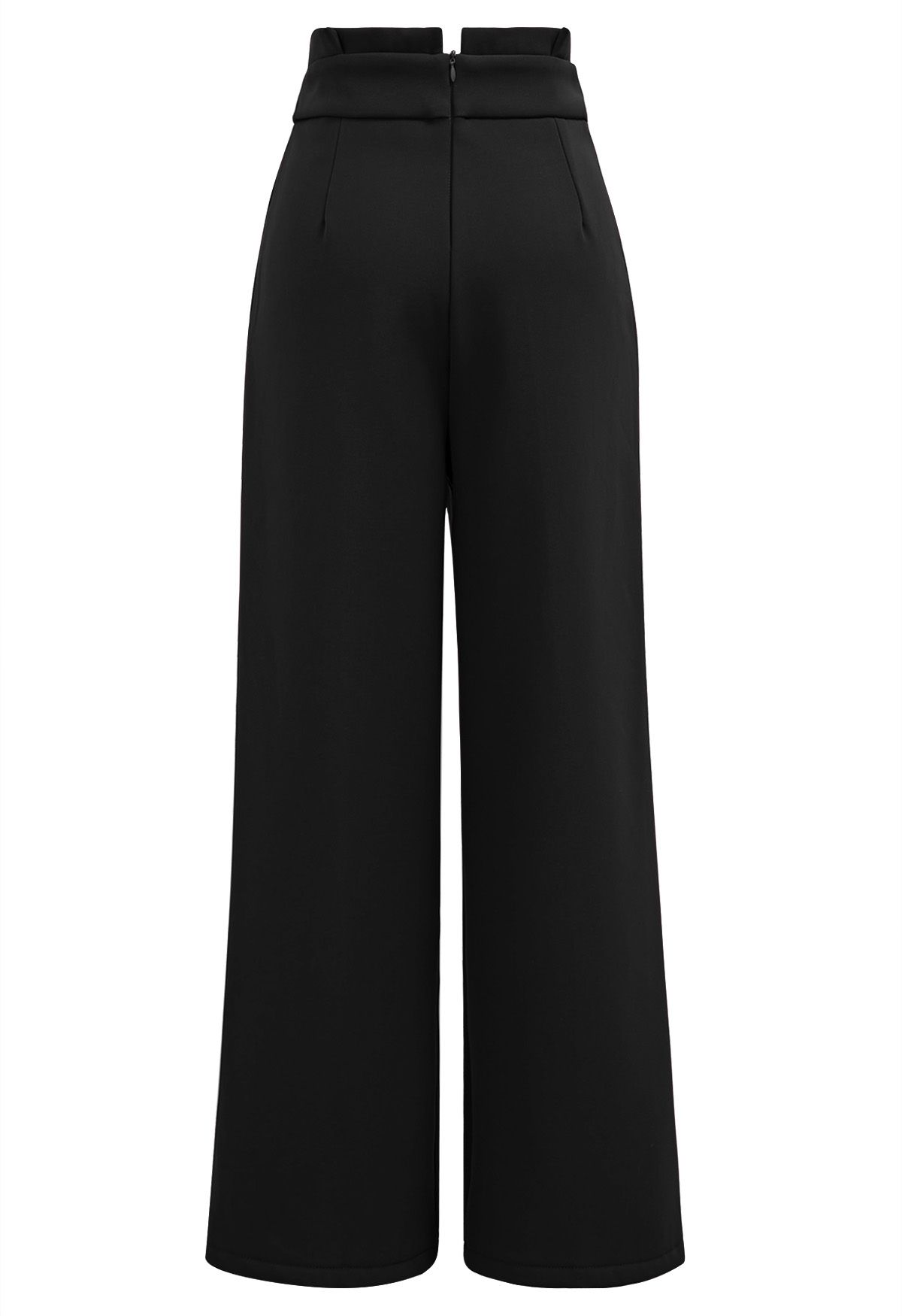 Pleated Waist Chunky Straight-Leg Pants in Black