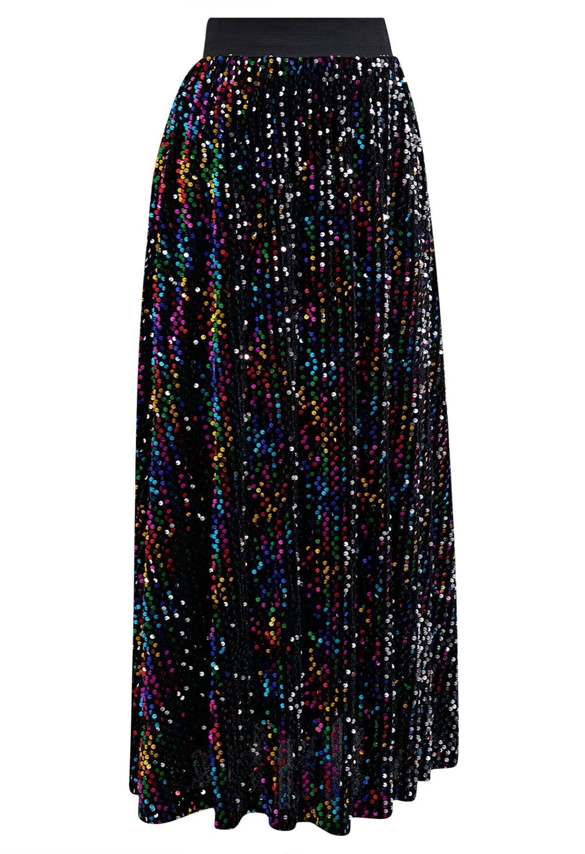 Colorful Sequin Velvet Maxi Skirt