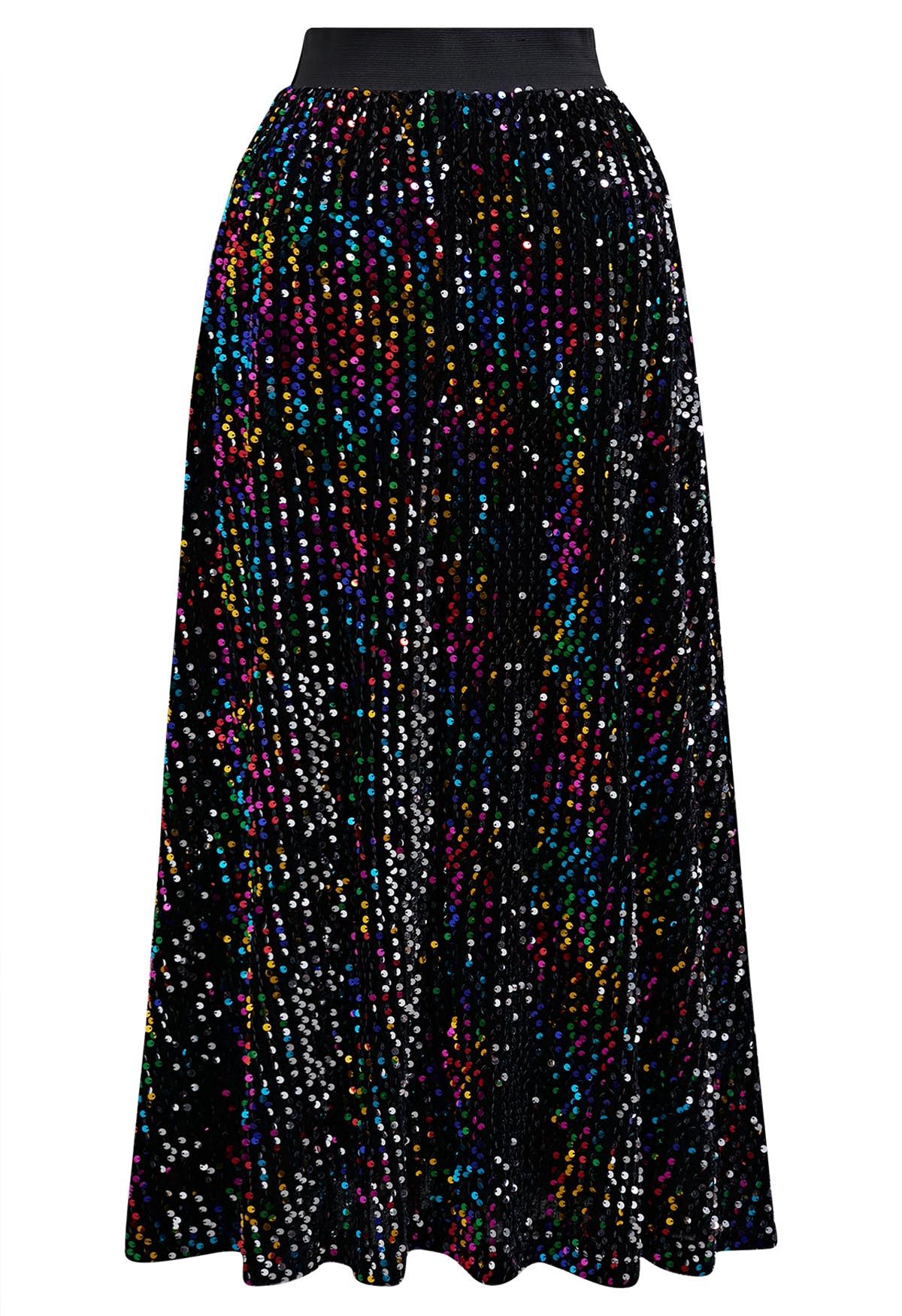 Colorful Sequin Velvet Maxi Skirt