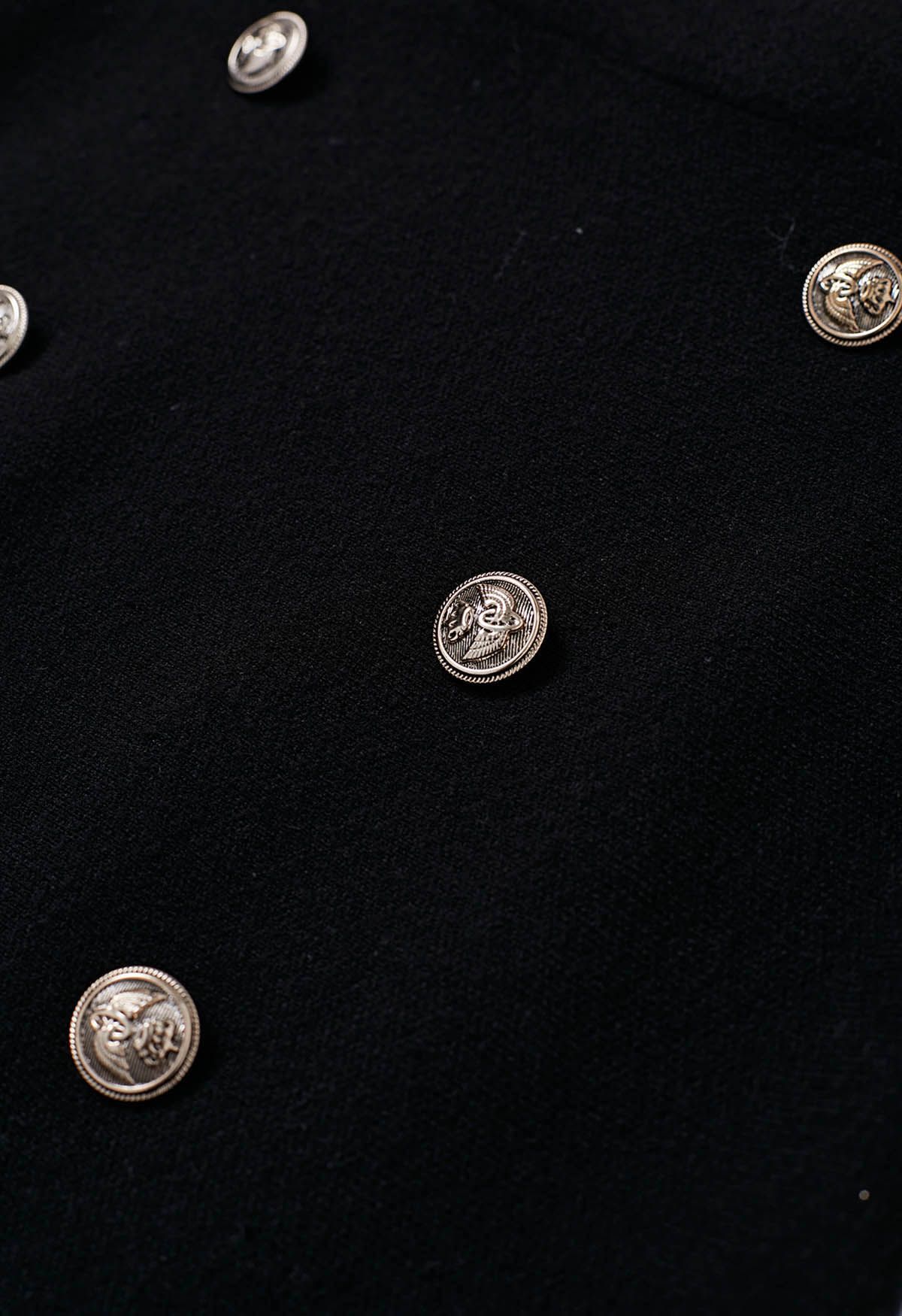 Golden Buttons Embellished Frilling Knit Skirt