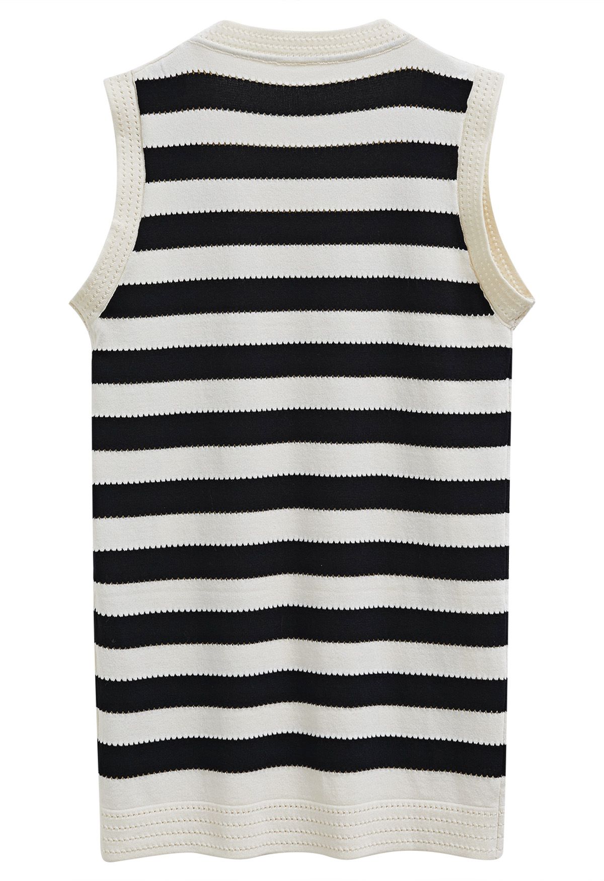 Hollow Out Striped Knit Sleeveless Dress