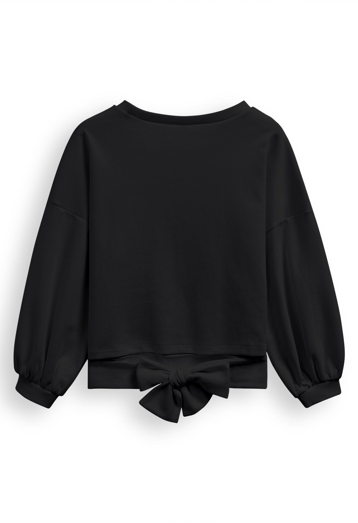 Bowknot Back Cotton Sweatshirt in Black