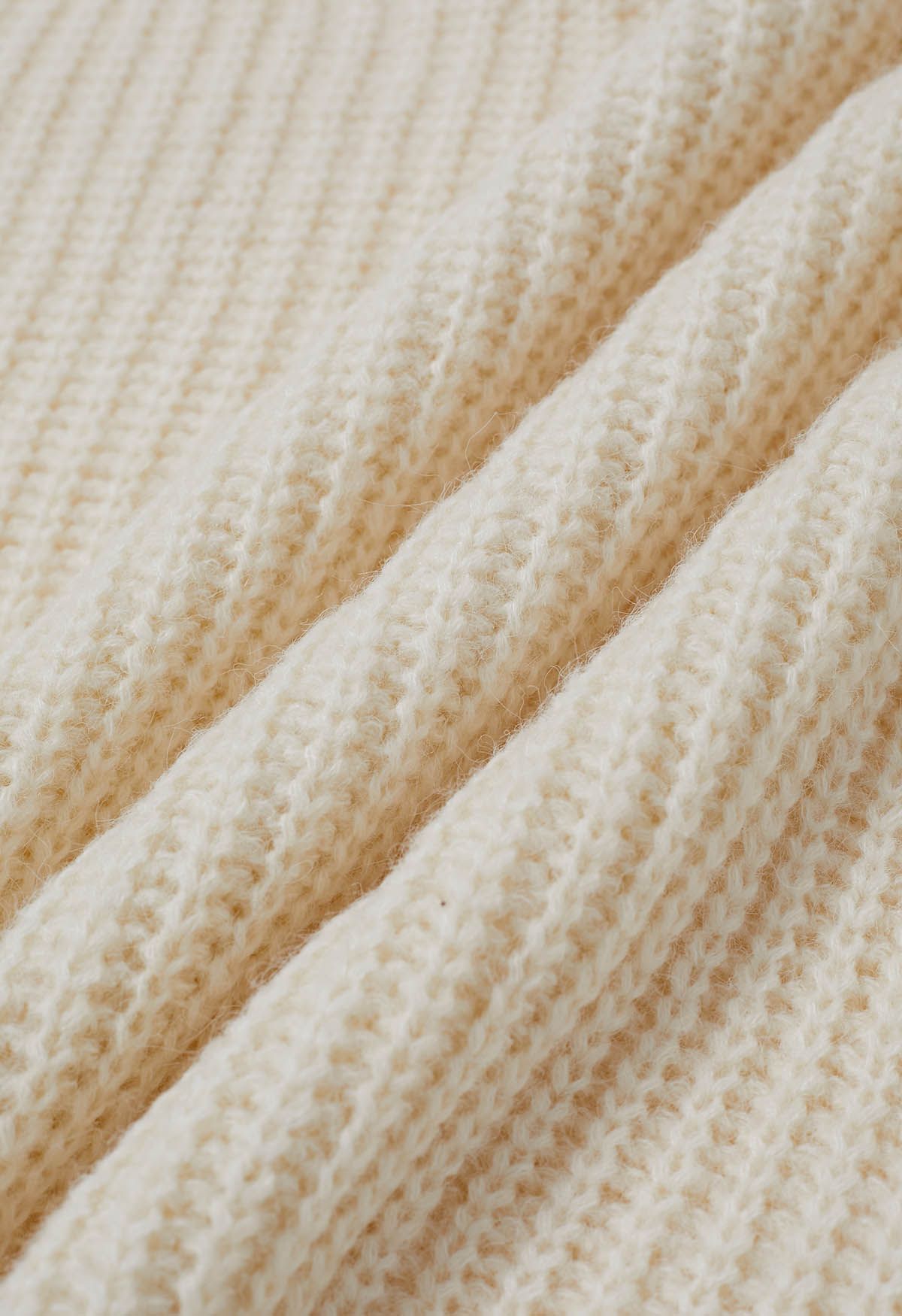 Solid Color Rib Knit Sweater in Ivory