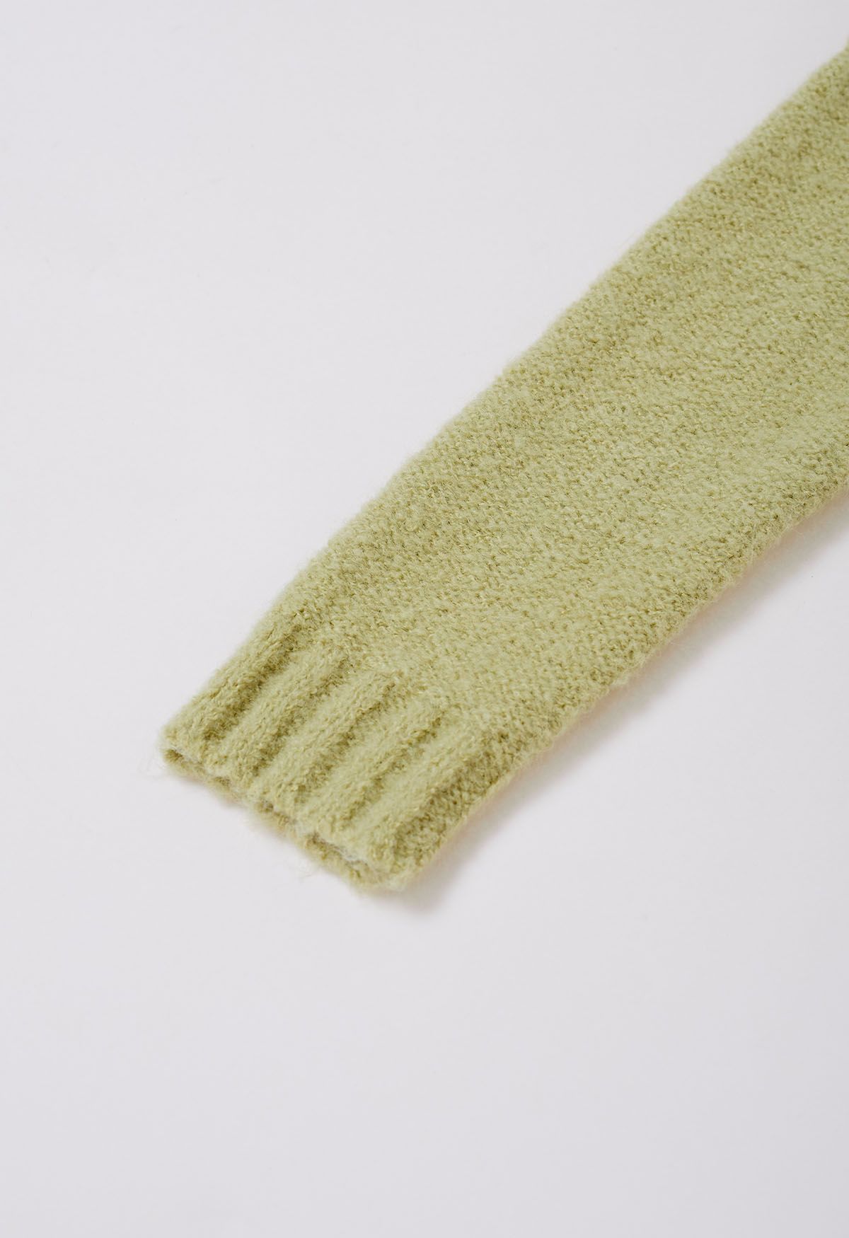 Boat Neck Ribbed Detailing Knit Sweater in Lime