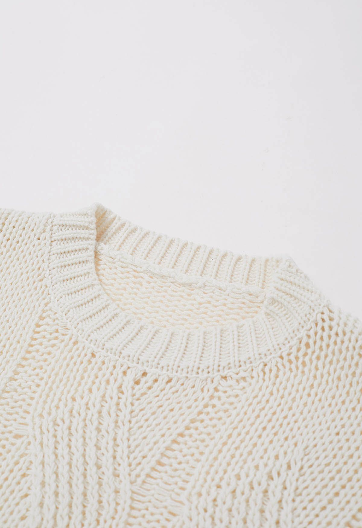 Casual Elegance Cable Knit Sweater in Cream