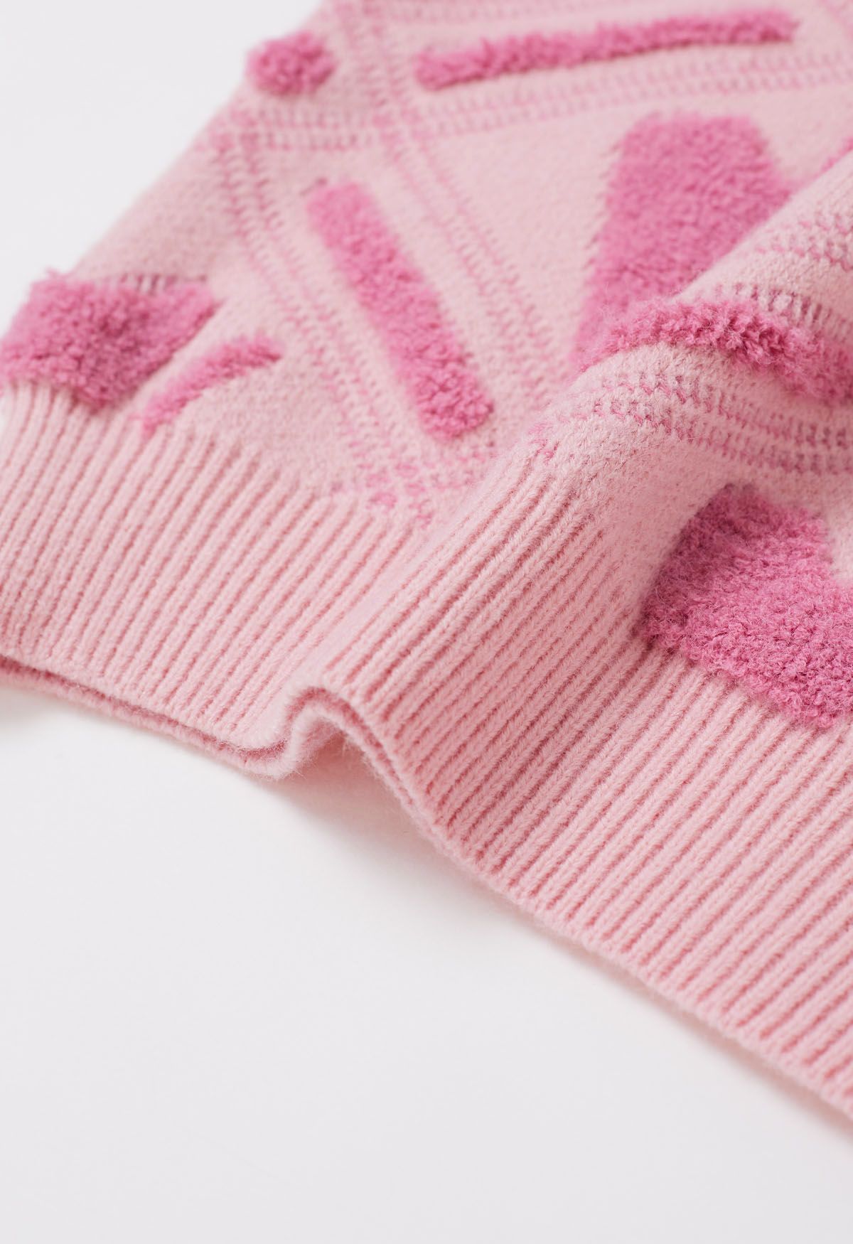 Blushing Love Fuzzy Pink Heart Knit Sweater