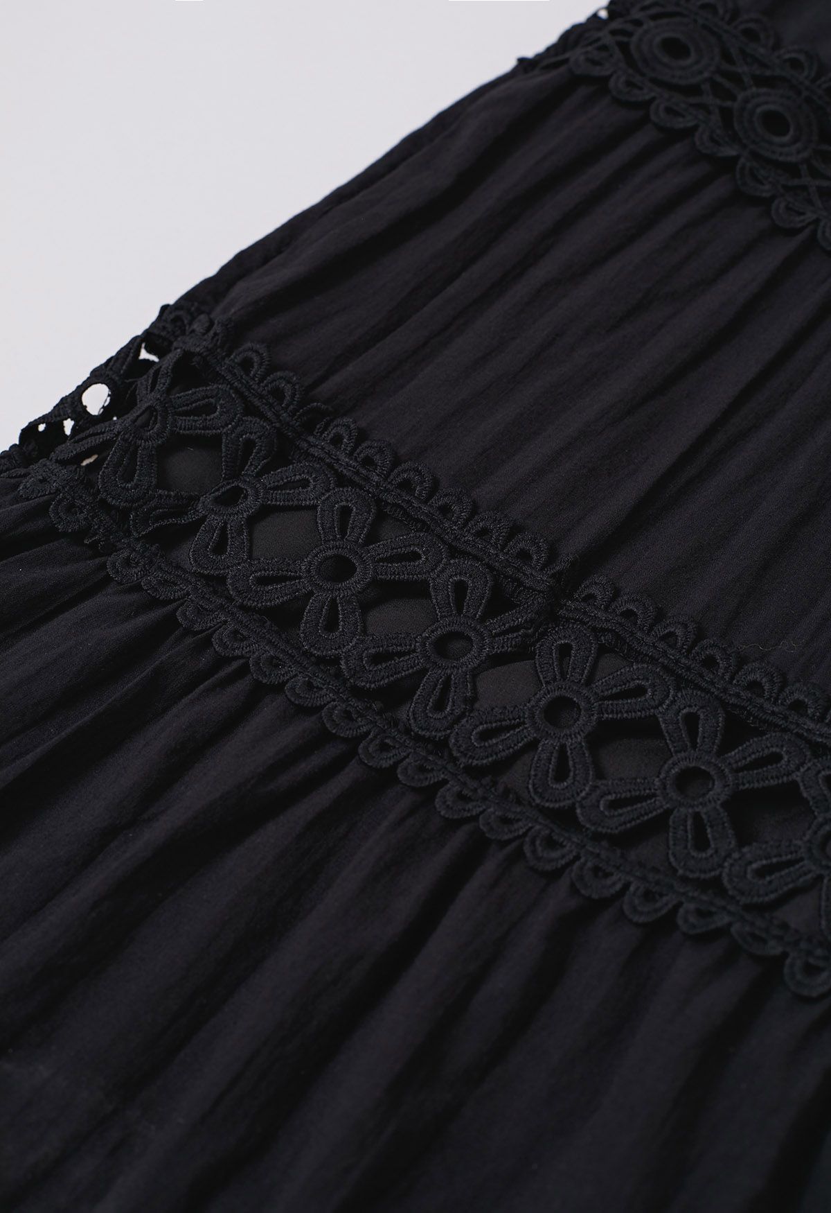 Geometric Lace Maxi Skirt in Black