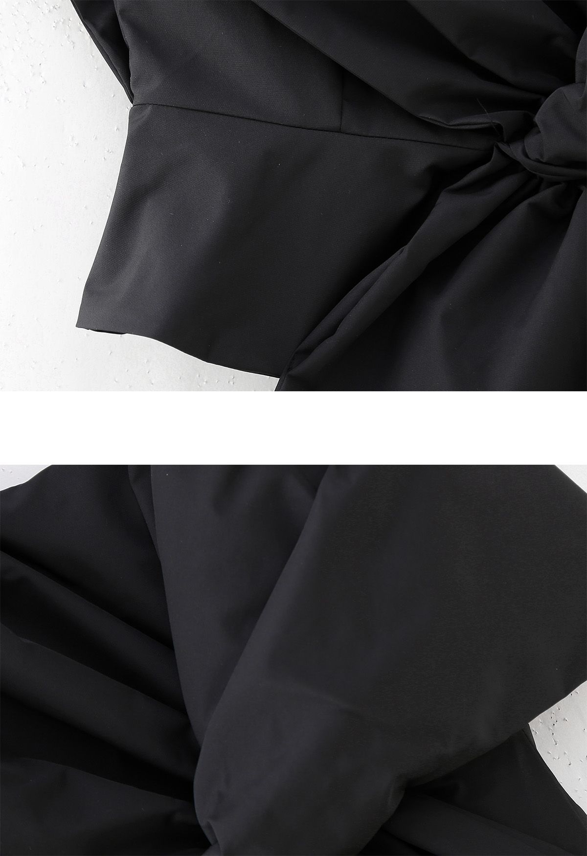 Striking Bowknot One Shoulder Crop Top in Black