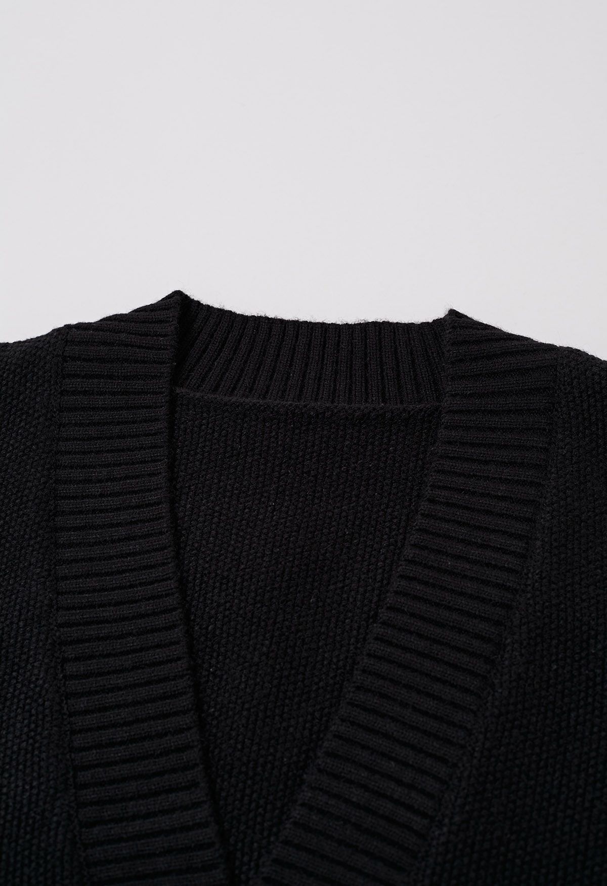 Casual Comfort V-Neck Knit Vest in Black