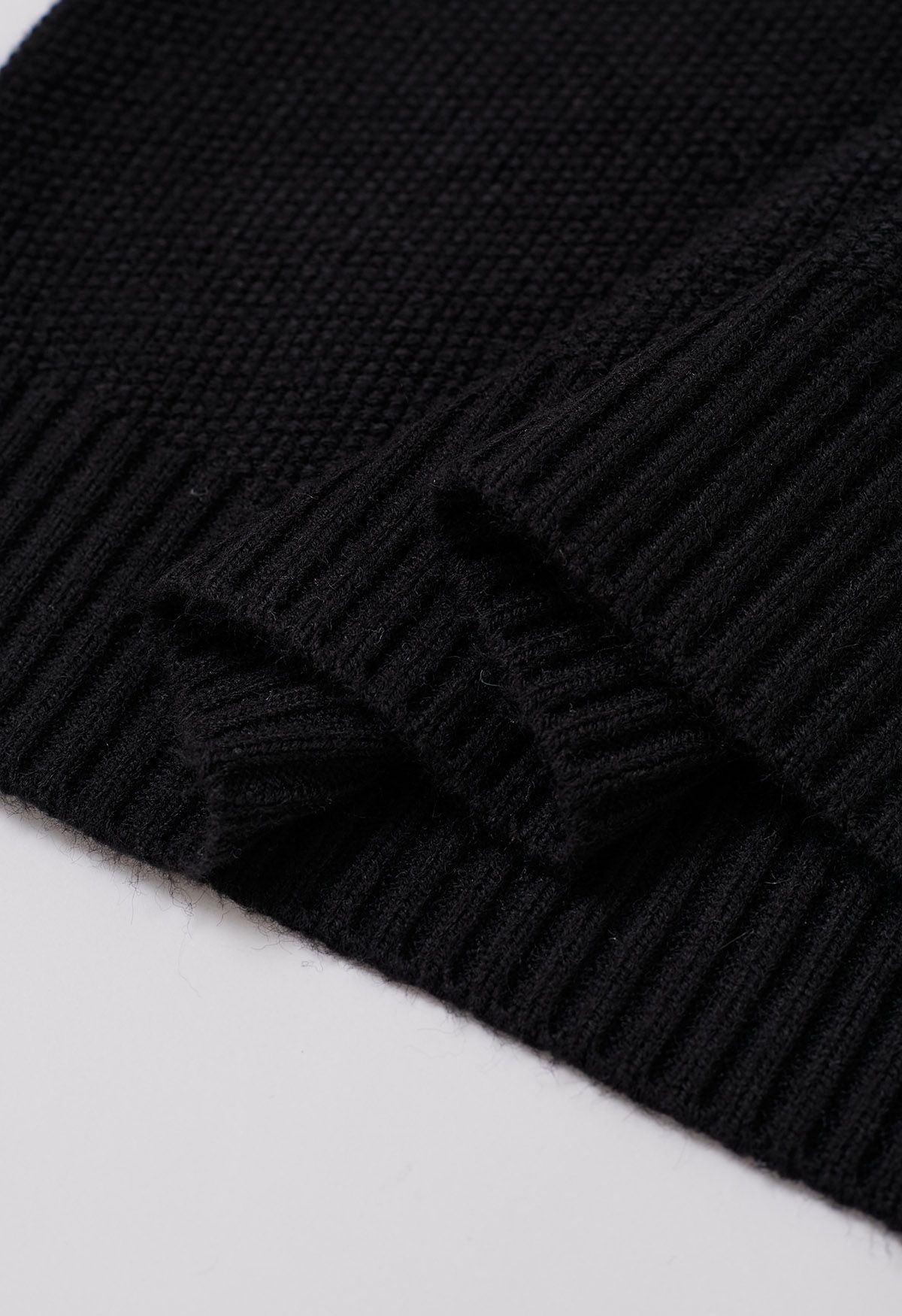 Casual Comfort V-Neck Knit Vest in Black