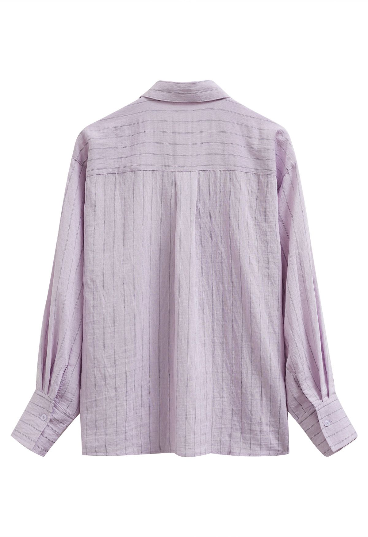 Striped Collared Patch Pocket Shirt in Lilac