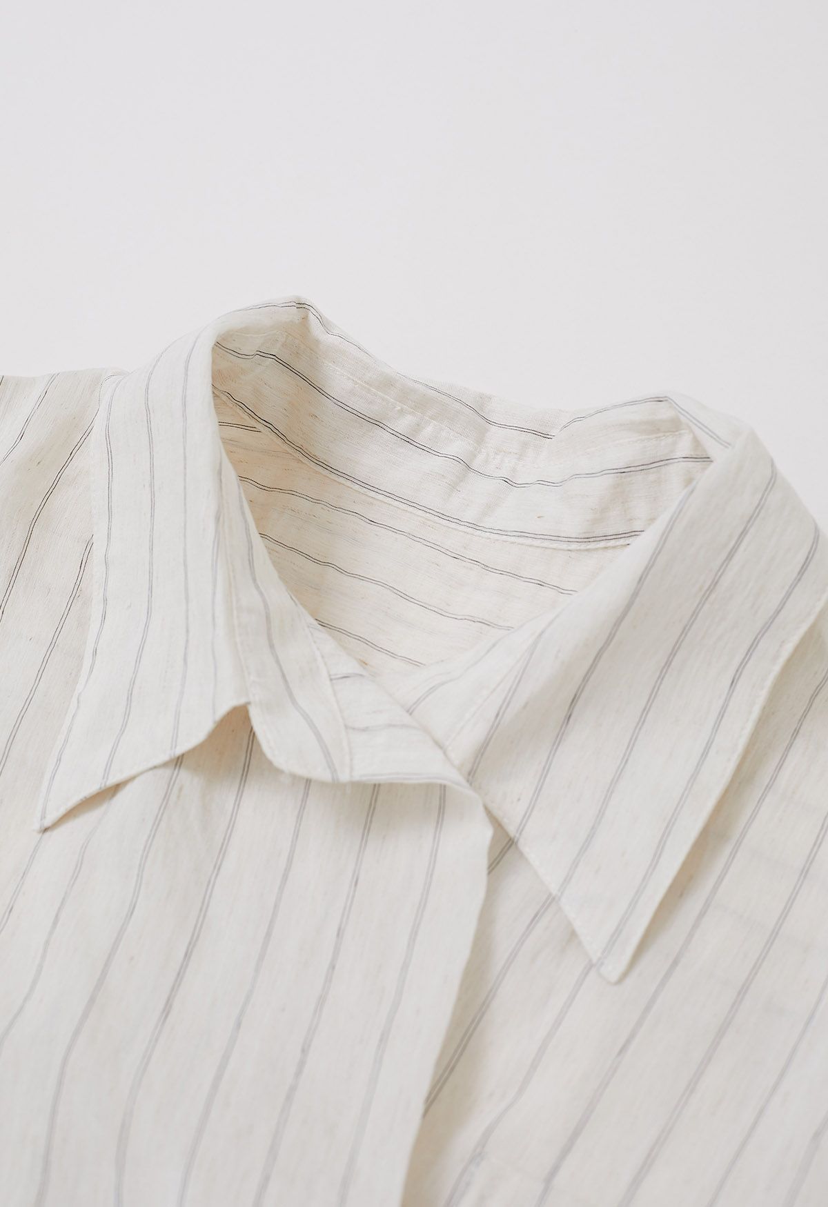 Striped Collared Patch Pocket Shirt in White