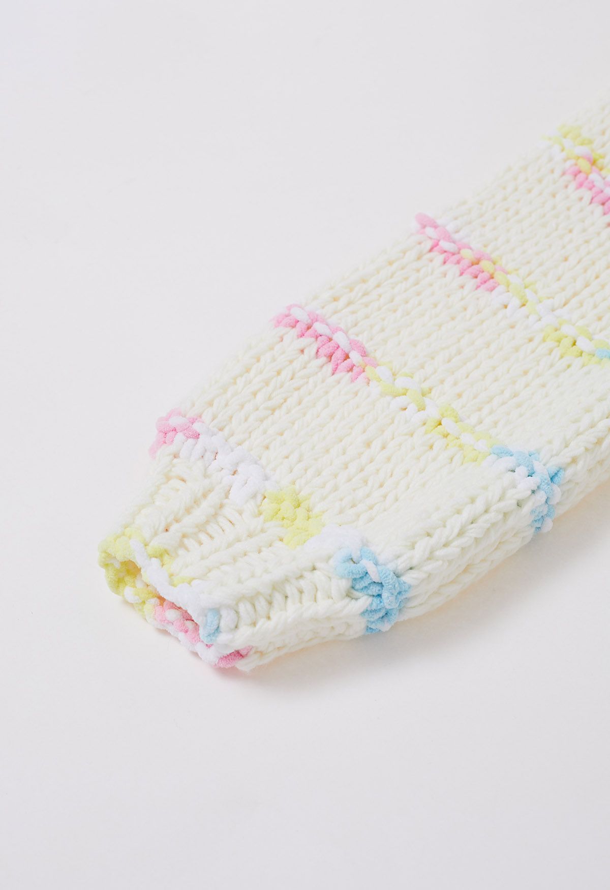 Rainbow-Colored Stripe Hand Knit Cardigan