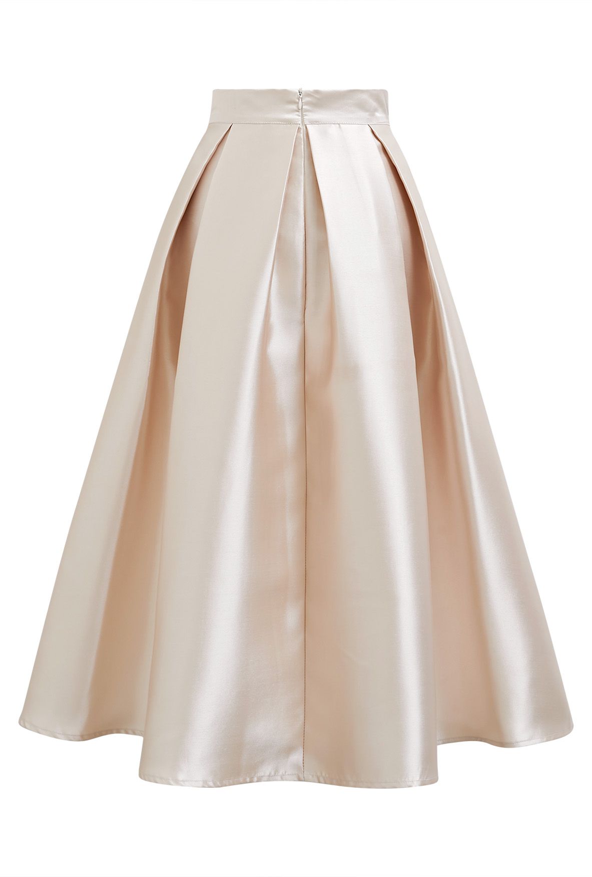 Luxurious Night Bowknot Pleated Midi Skirt in Champagne