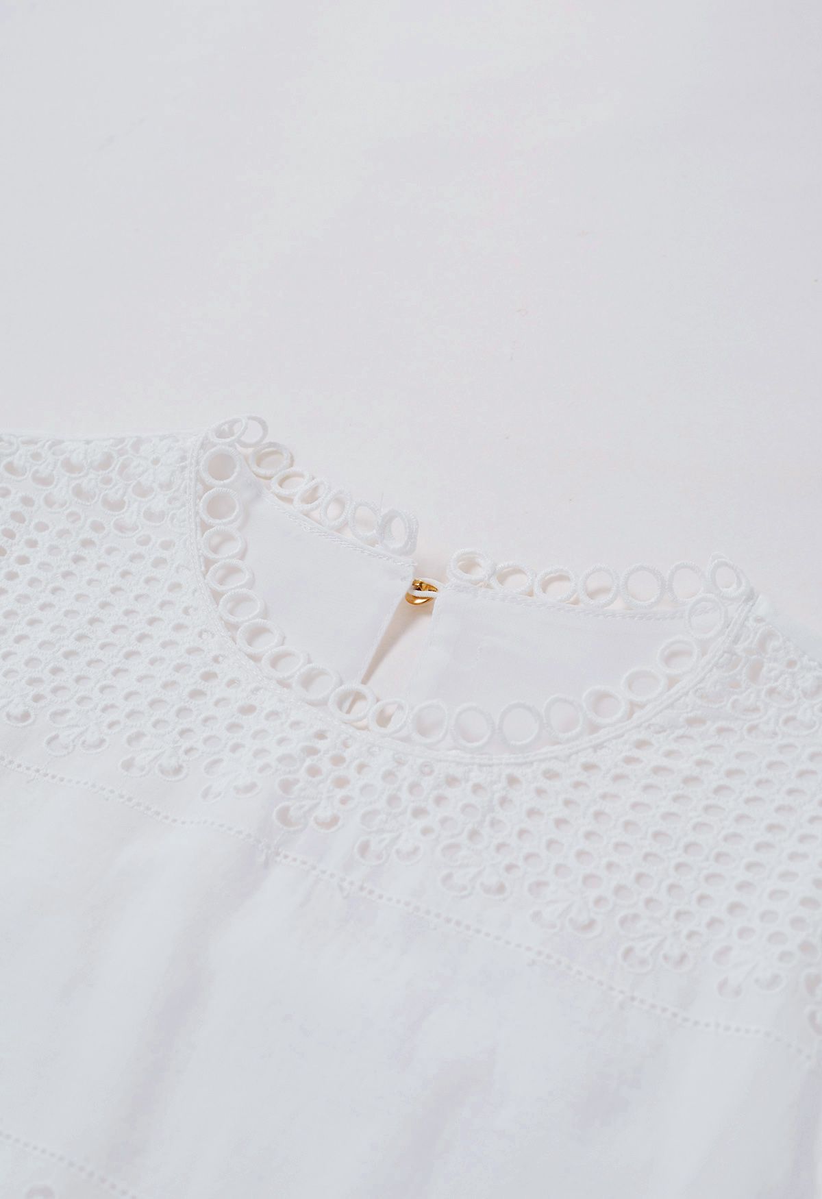 Boho Chic Eyelet Embroidered Cotton Top in White