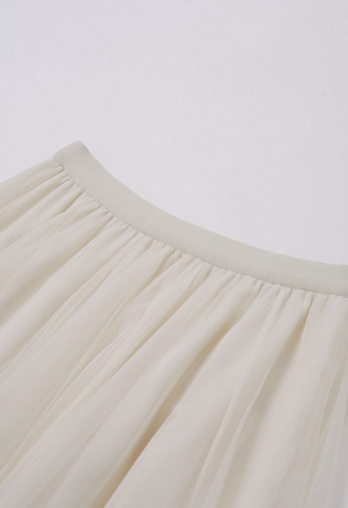 Creamy Tulle Midi Skirt