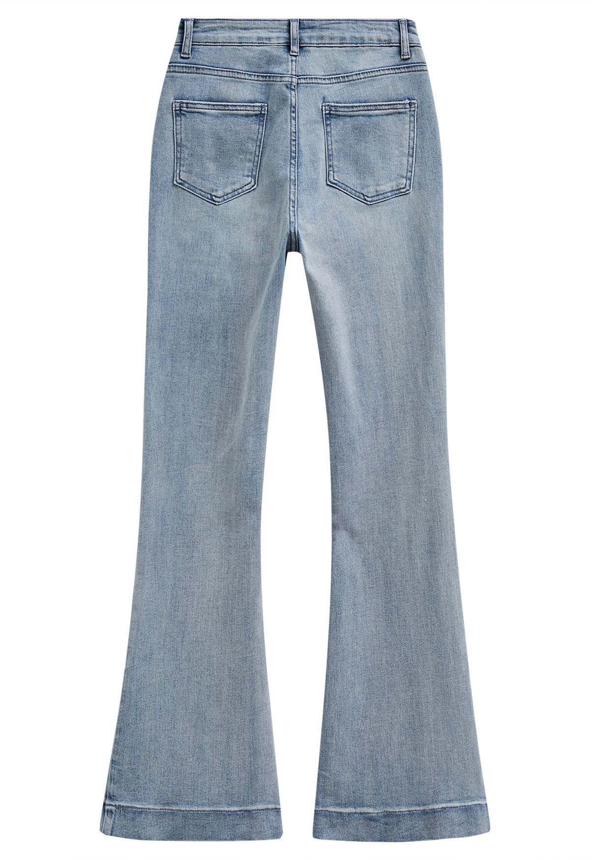 On-Trend High Waist Flare Leg Jeans in Blue