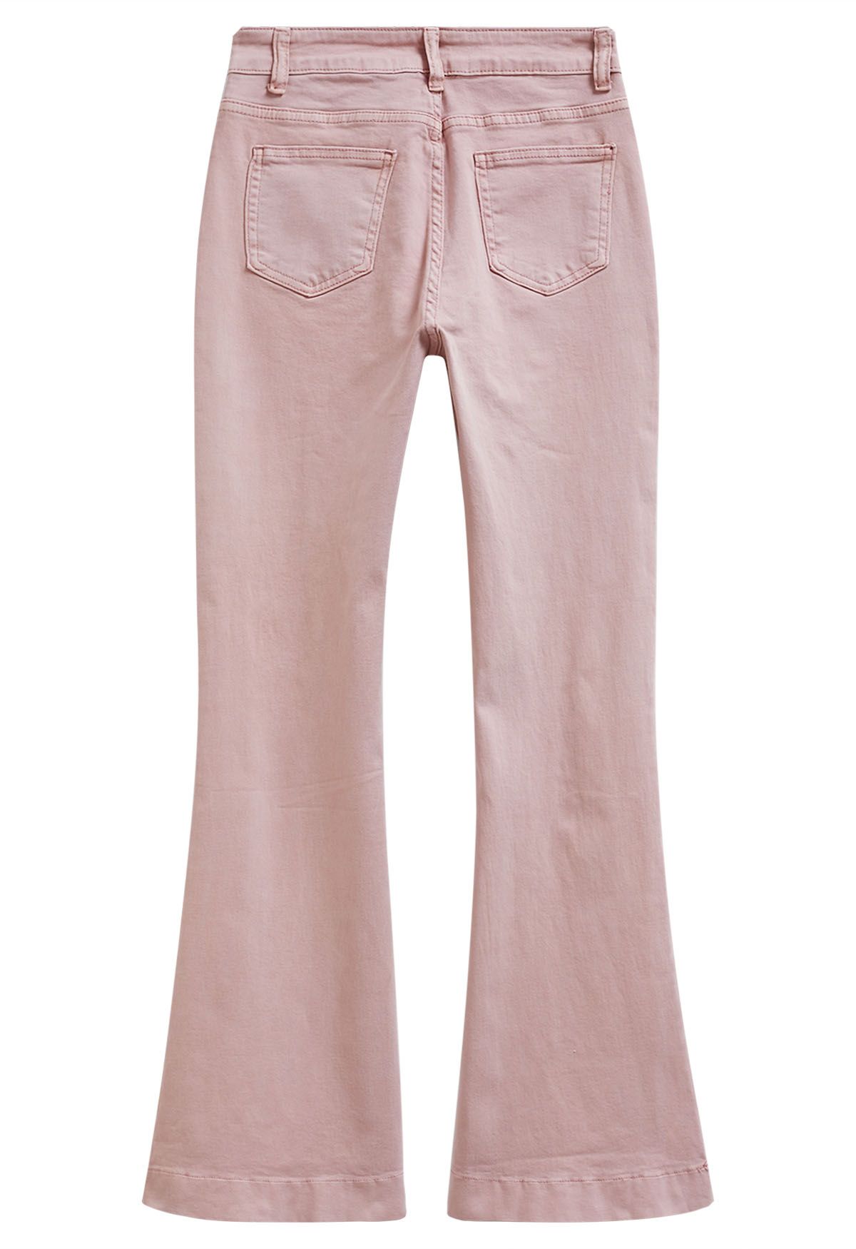 On-Trend High Waist Flare Leg Jeans in Pink