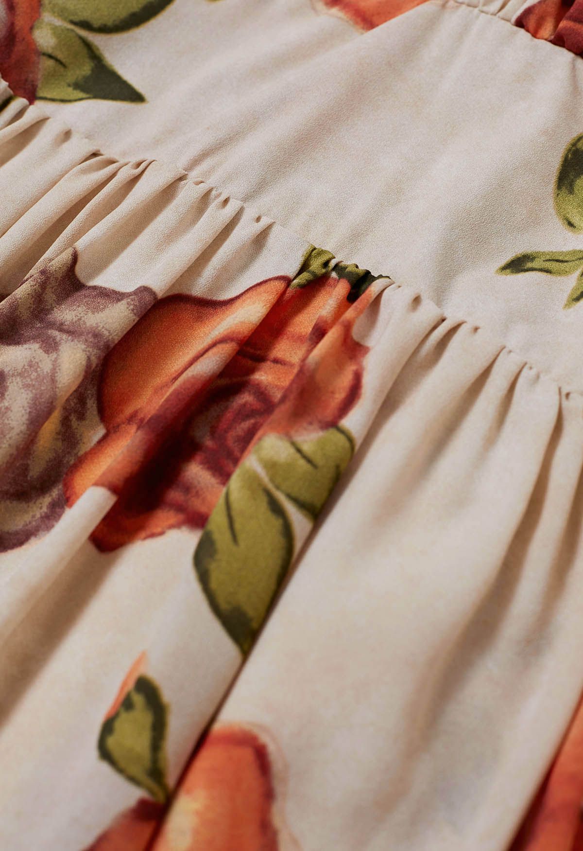 Vintage Rose Print Wrap Midi Dress