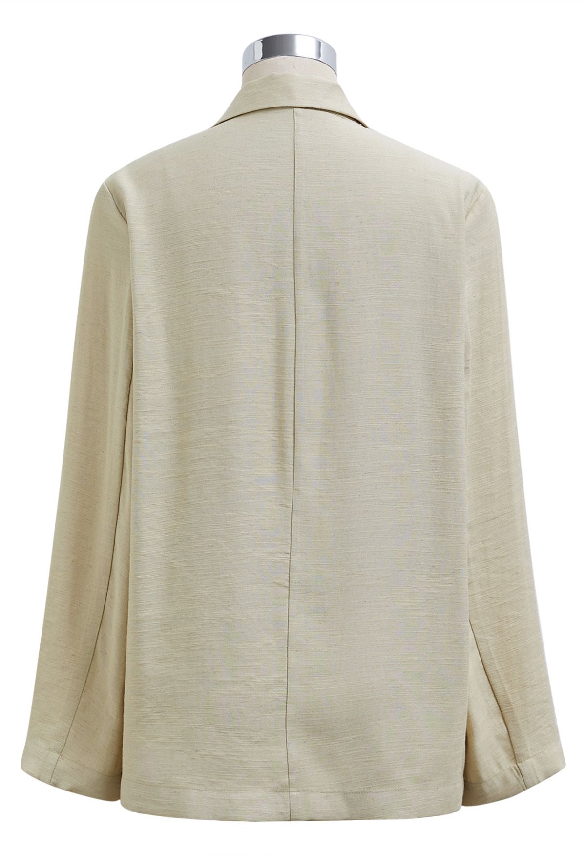 Lightweight Notch Lapel Linen-Blend Blazer in Khaki