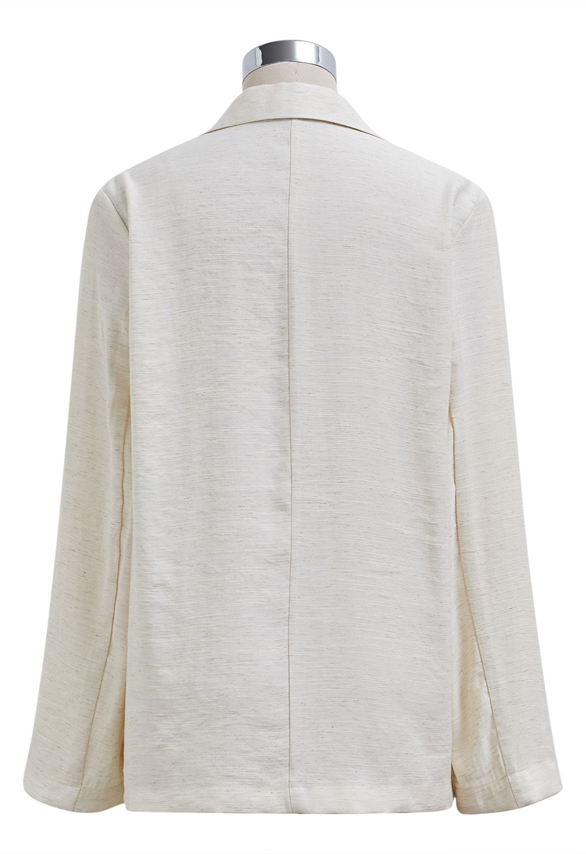 Lightweight Notch Lapel Linen-Blend Blazer in Ivory