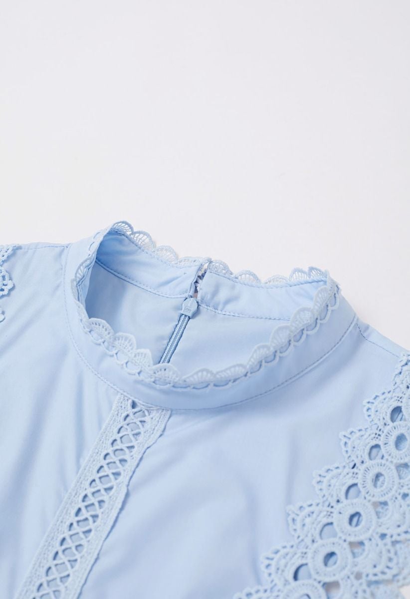 Dive into Elegance Lace Panelled Sleeveless Dress in Baby Blue