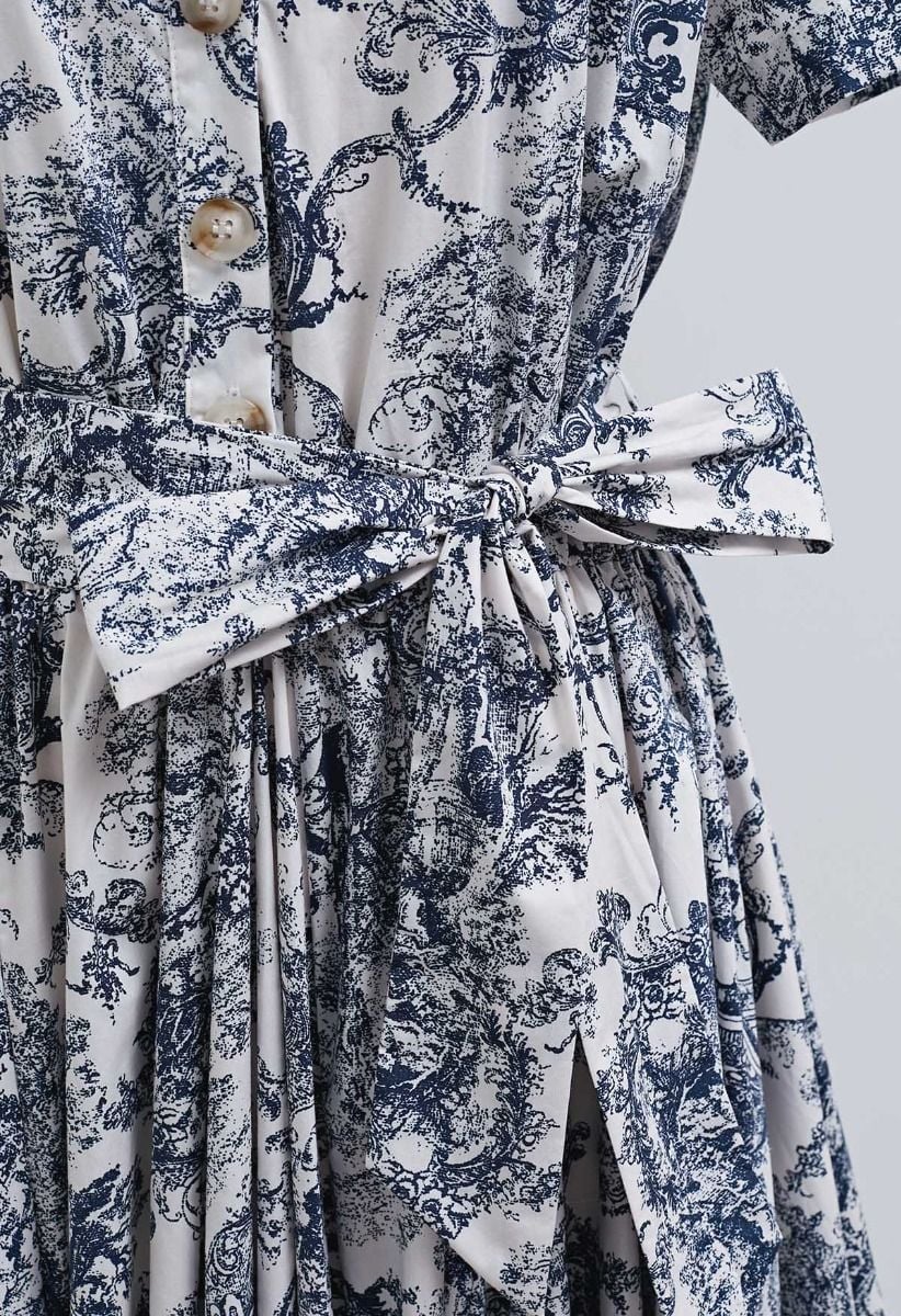 Baroque-Inspired Self-Tie Bowknot Frilling Hem Dress