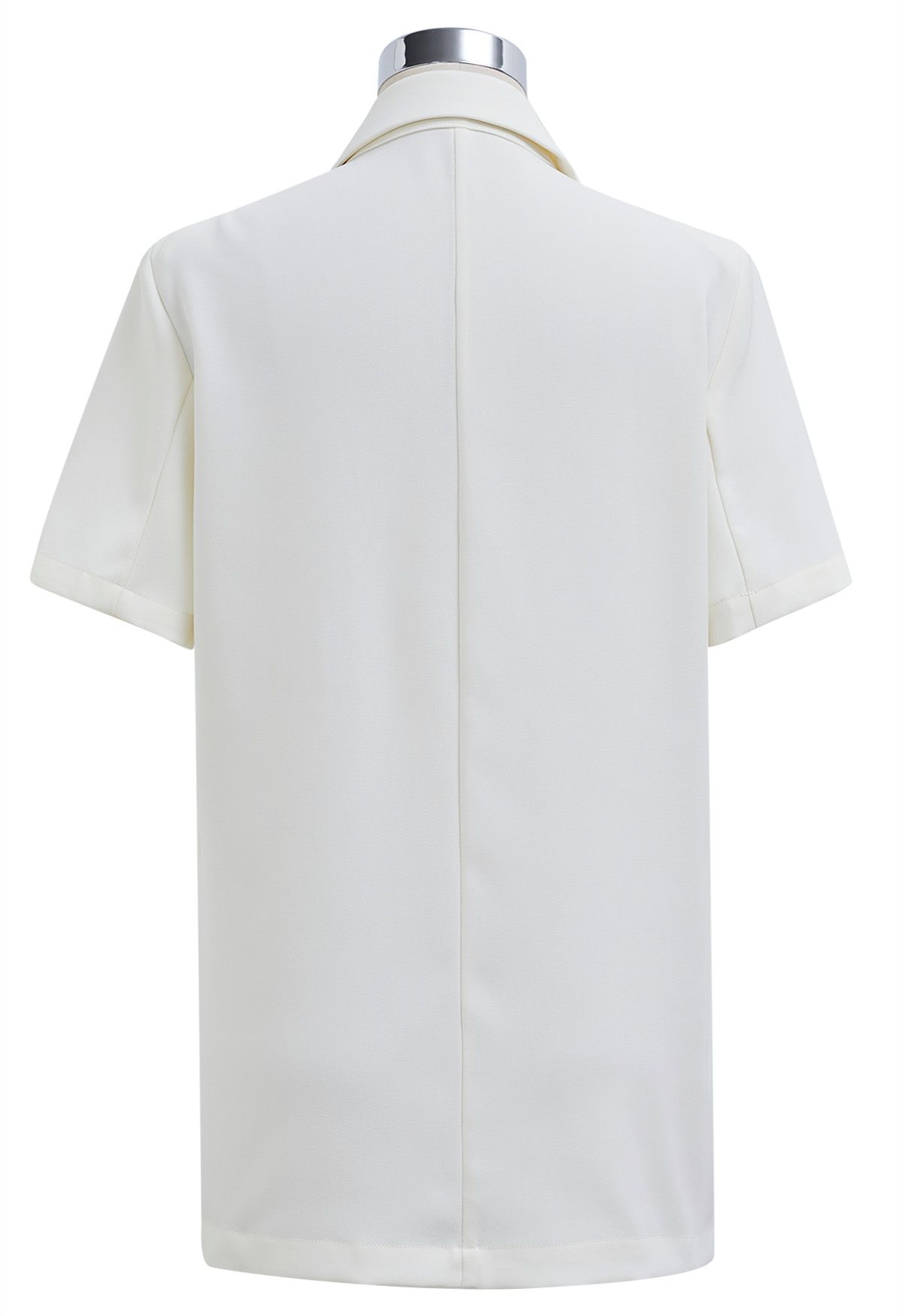 Golden Button Short-Sleeve Blazer in White