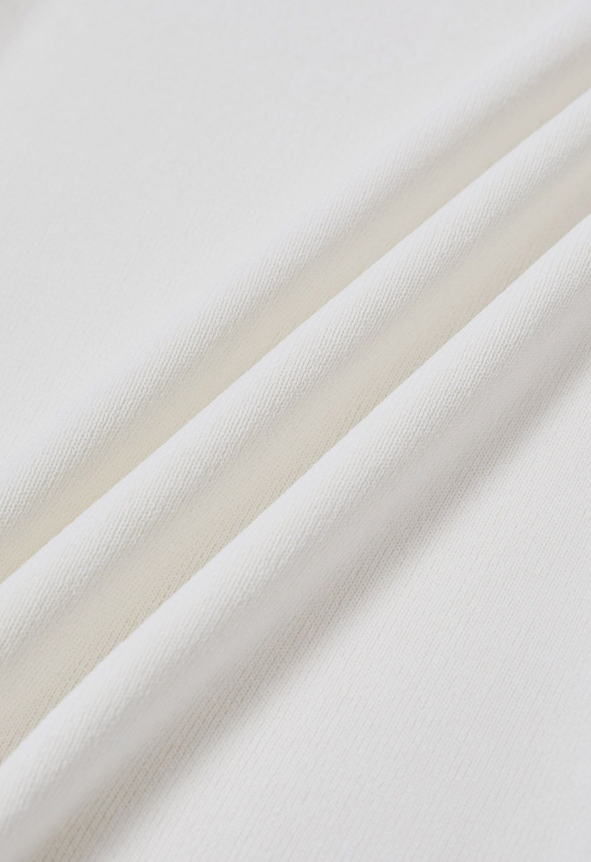 Lace Spliced Square Neckline Knit Top in White
