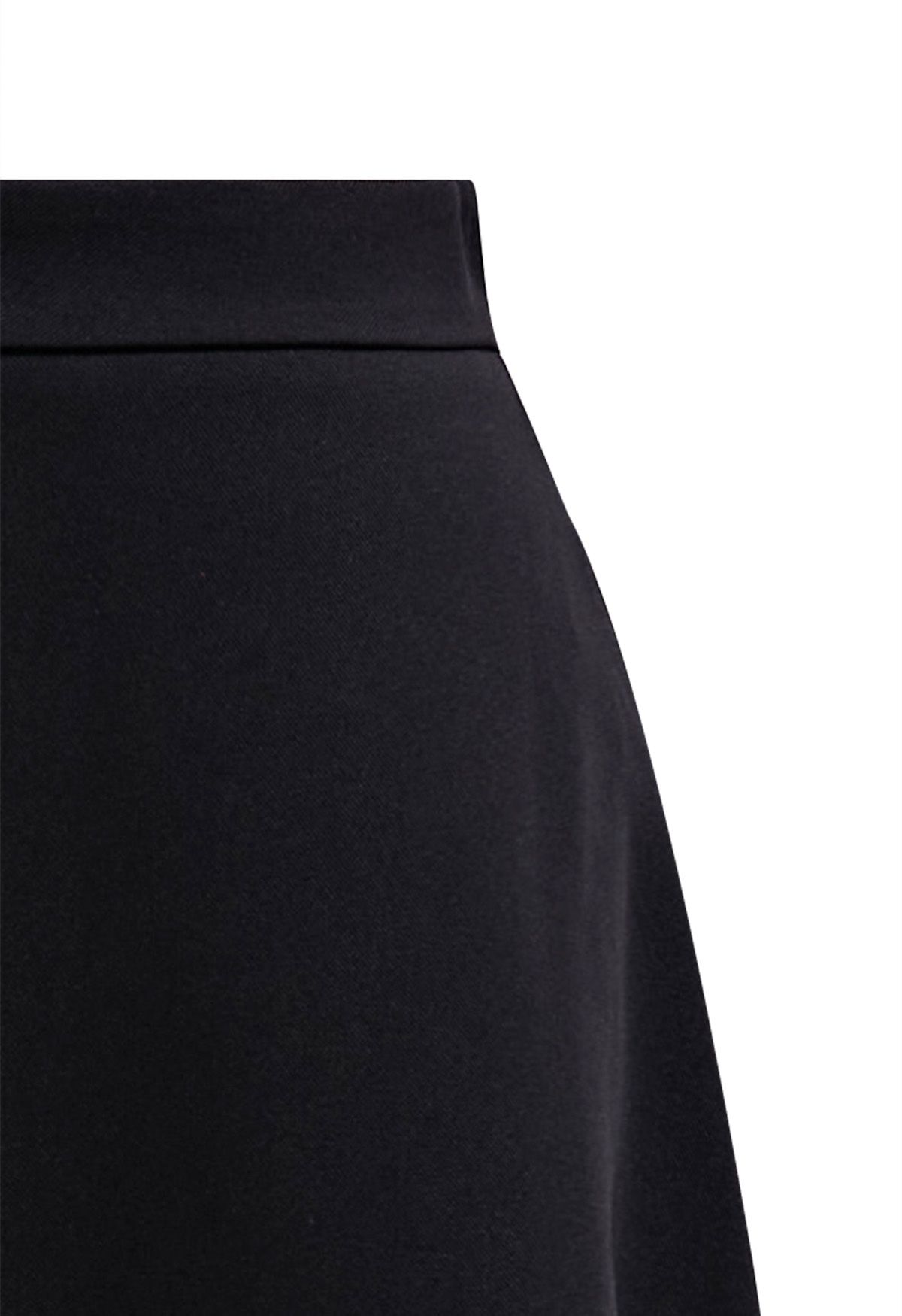 Organza Inserted A-Line Midi Skirt in Black