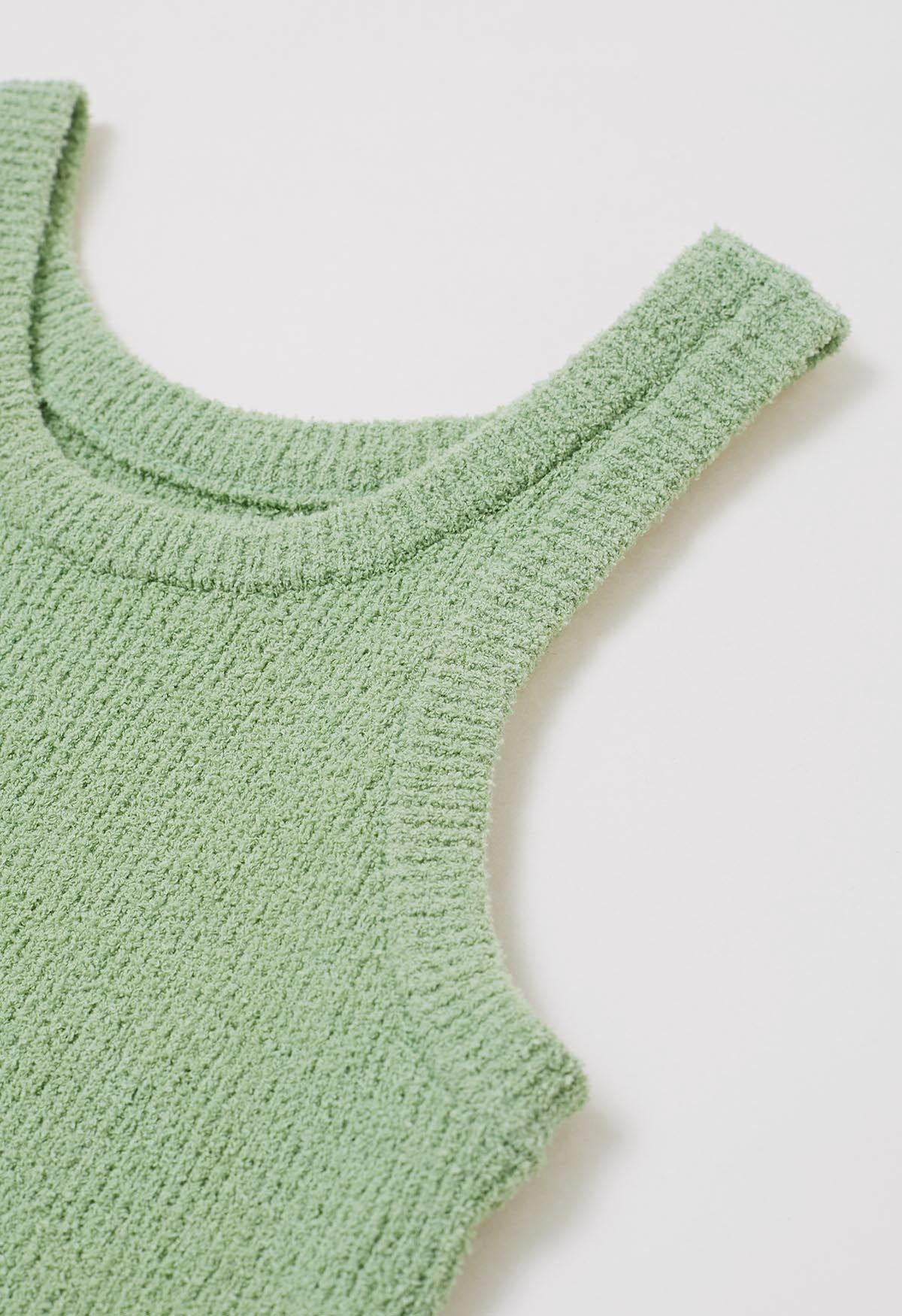 Solid Cropped Knit Tank Top in Pistachio