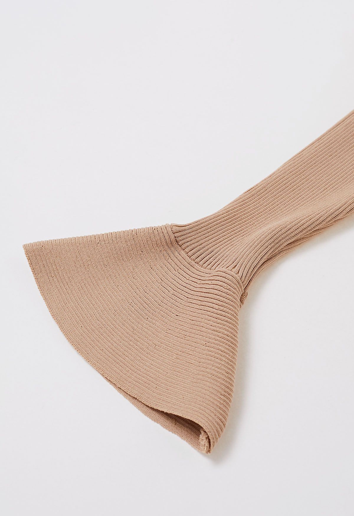 Ruched Organza Flare Cuffs Knit Top in Dusty Pink