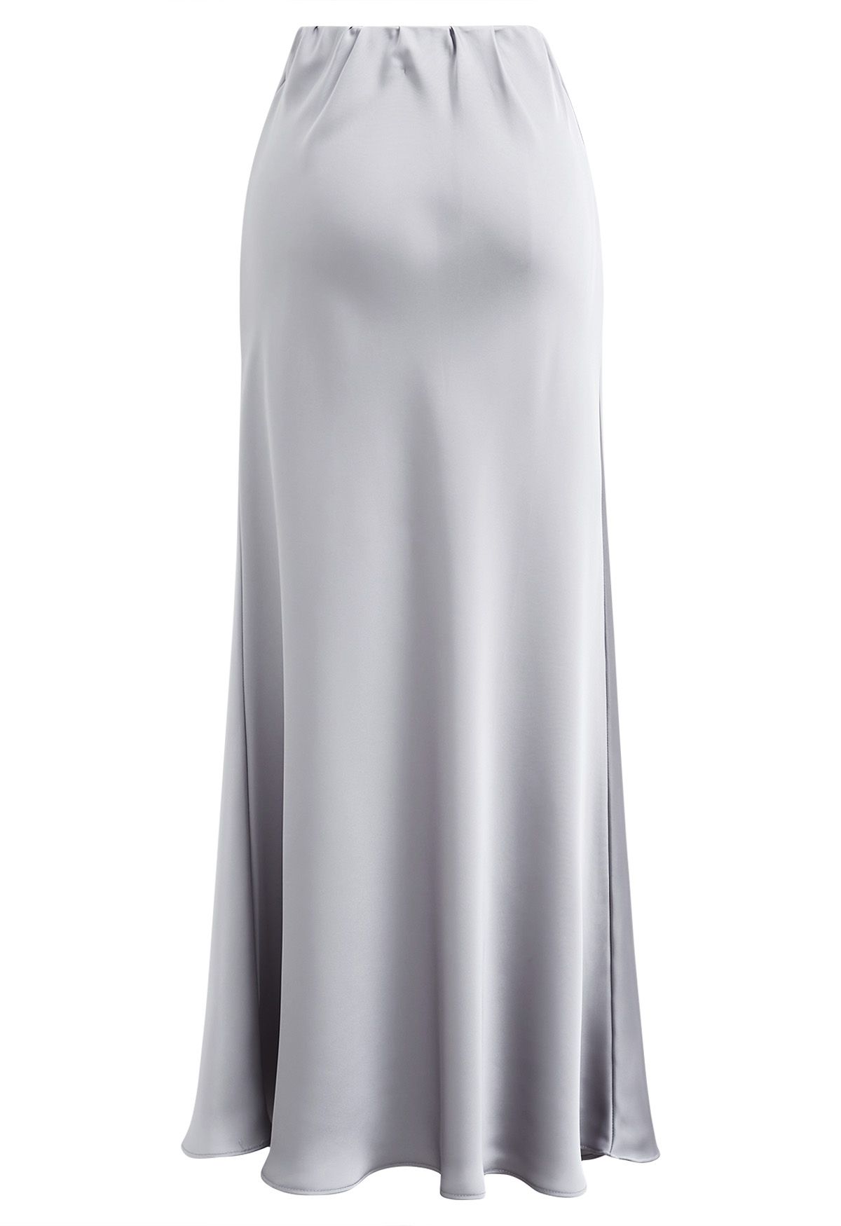 Satin Finish Mermaid Maxi Skirt in Grey
