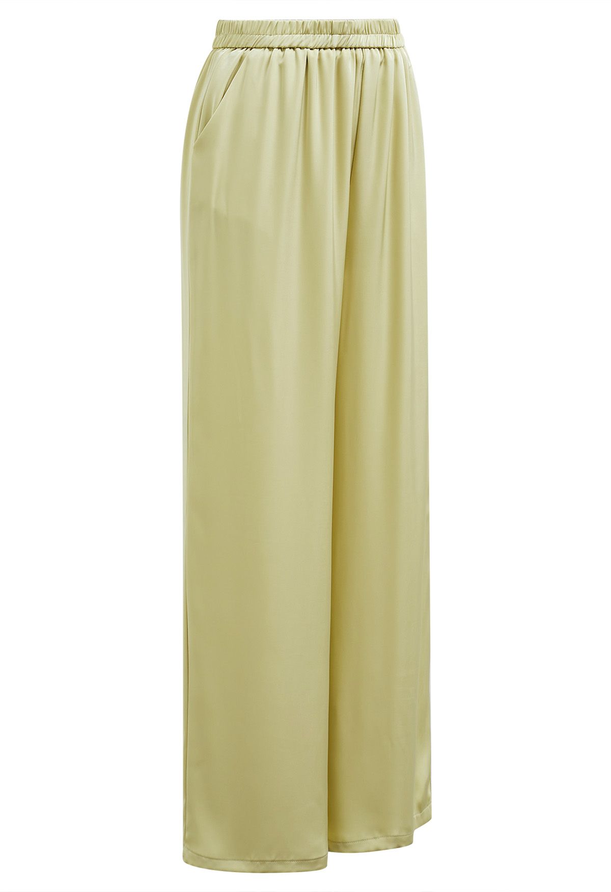Satin Finish Pull-On Pants in Lime