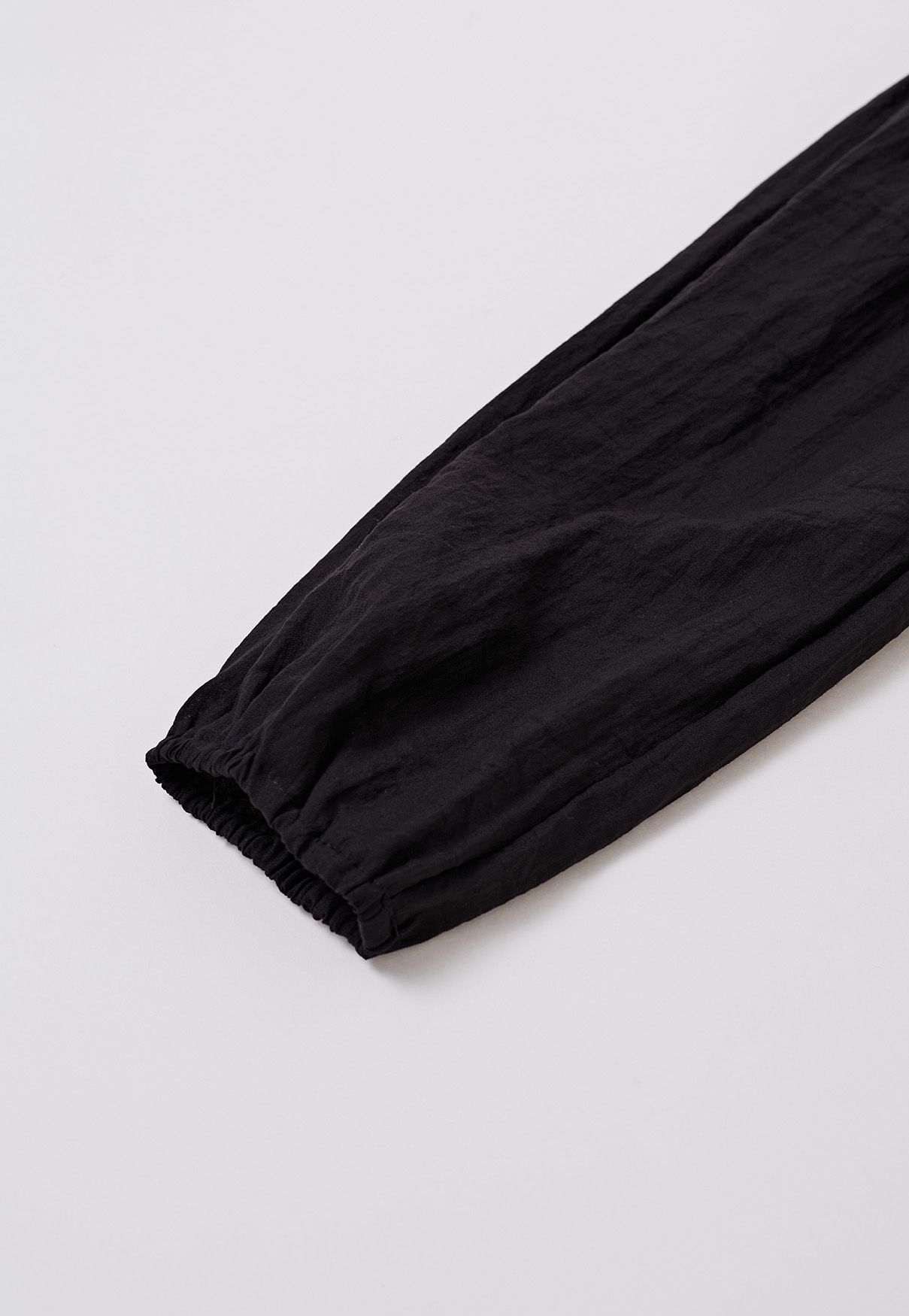 Ruffle Tie-Front Crop Top in Black