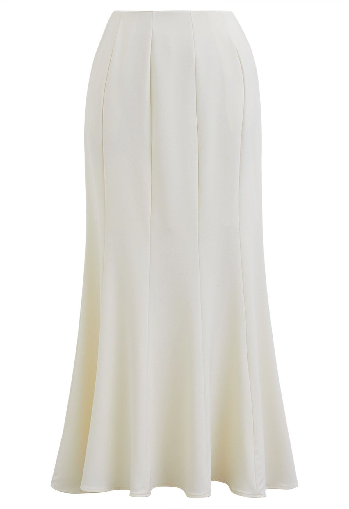 Seam Detailing Mermaid Maxi Skirt in Cream