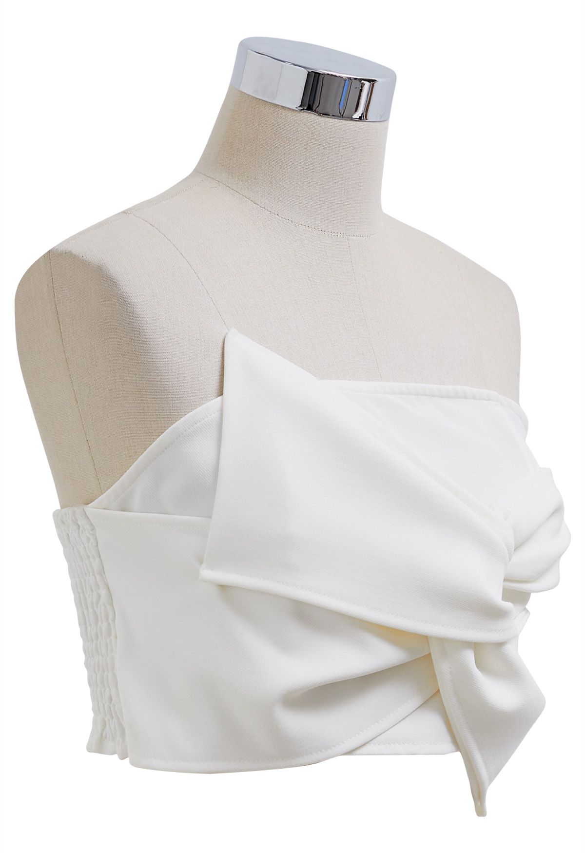 Knotted Front Bustier Crop Top in White