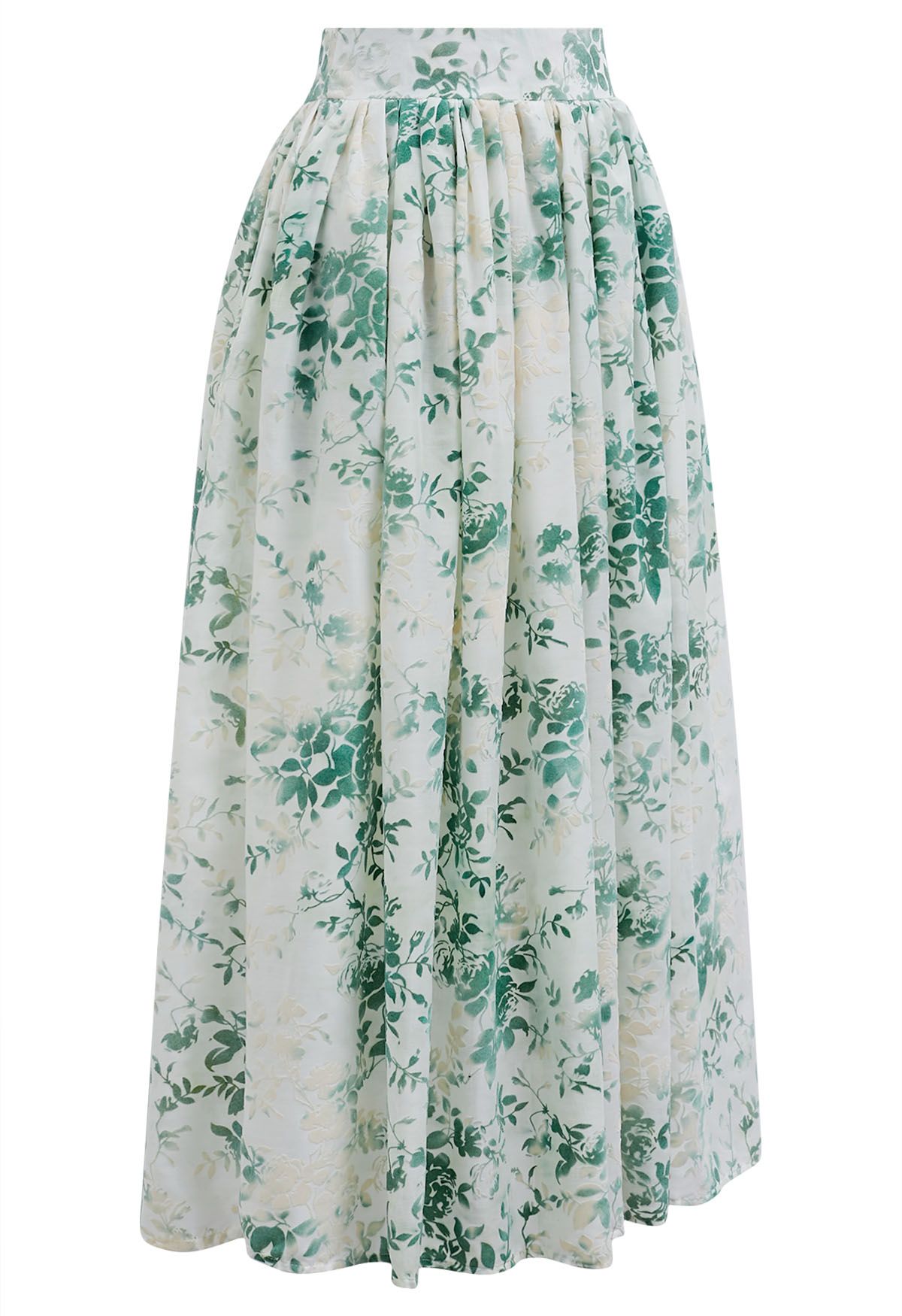 Velvet Greenery Floral A-Line Skirt