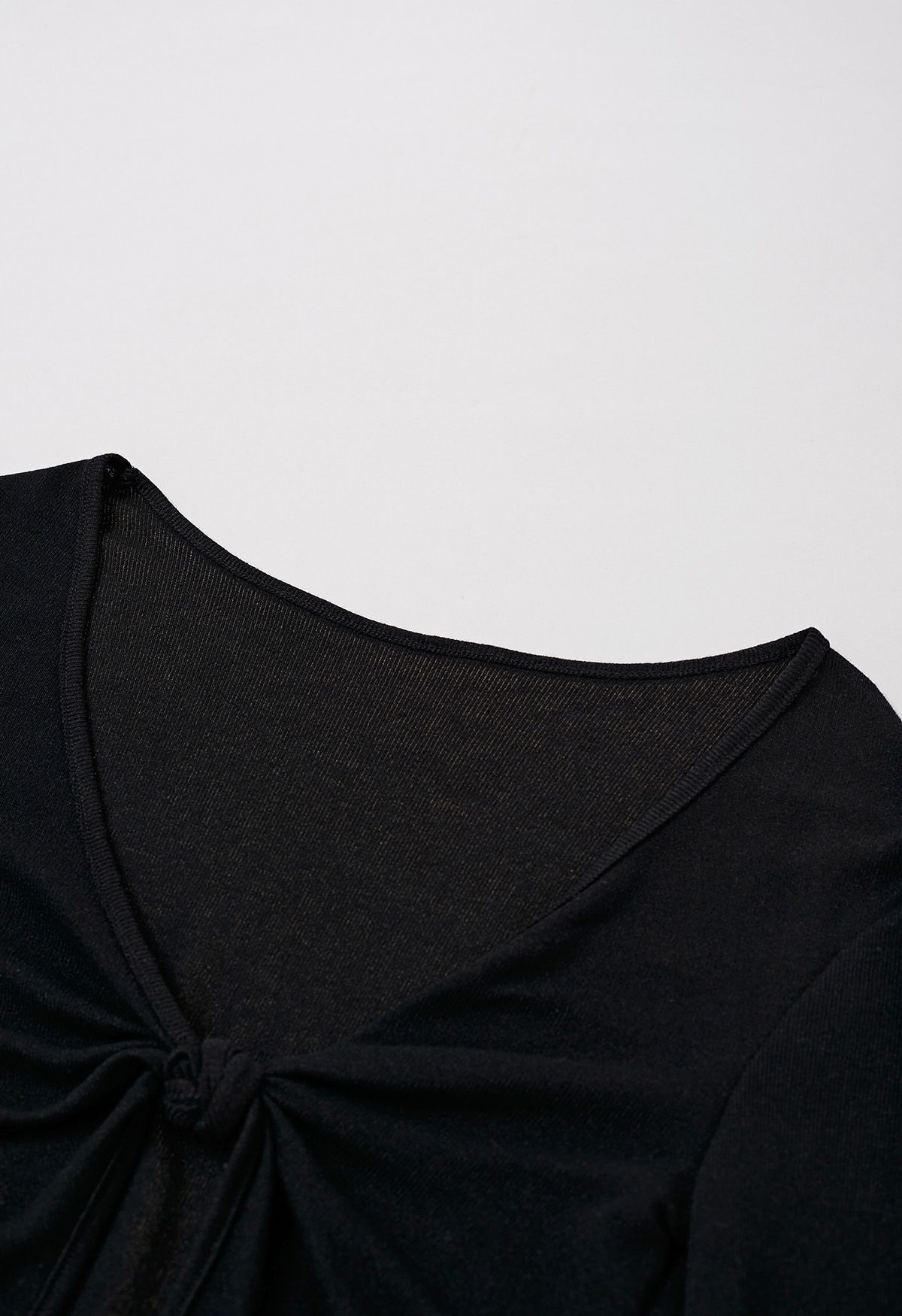 Knotted Front Two-Piece Top in Black