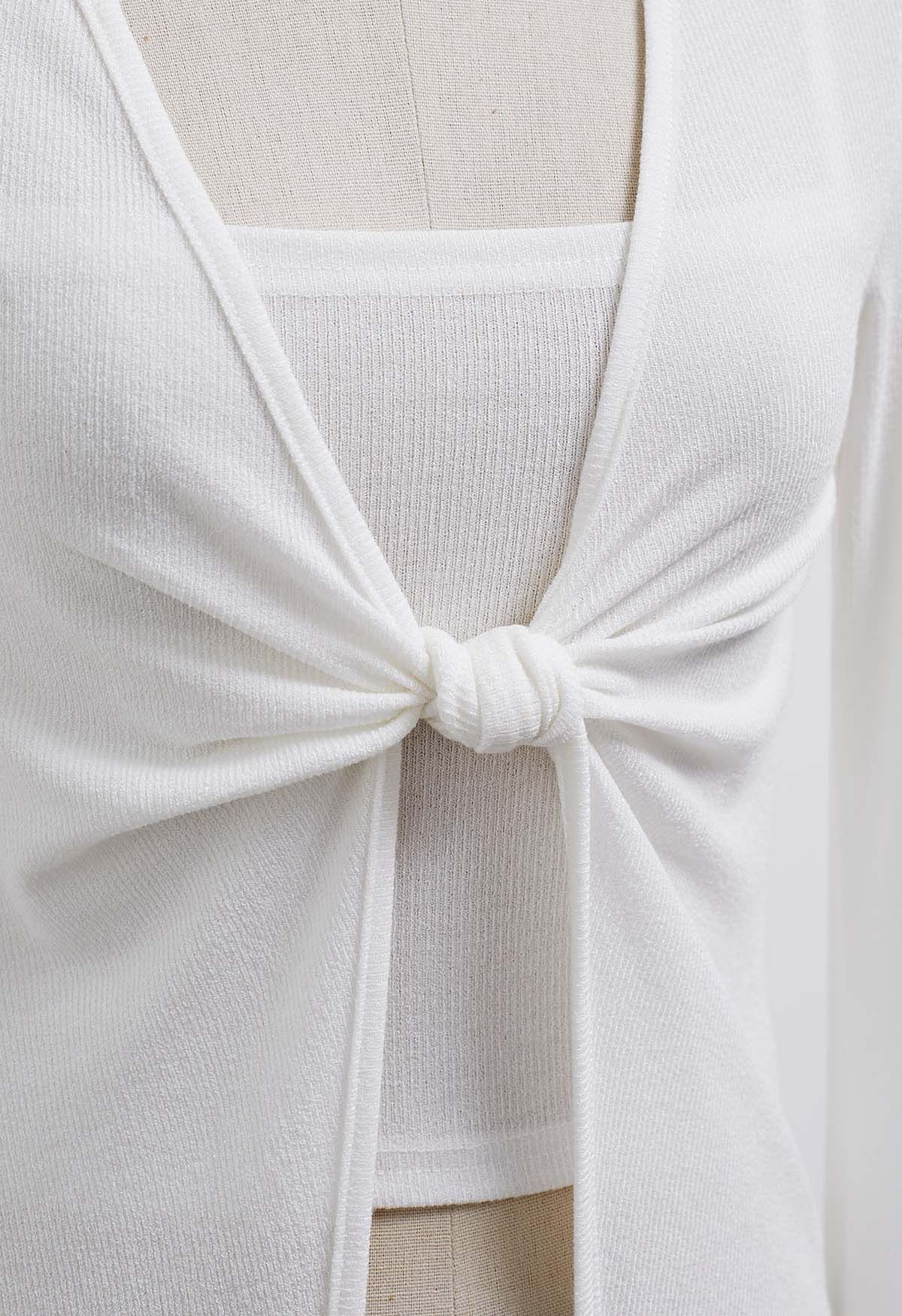 Knotted Front Two-Piece Top in White