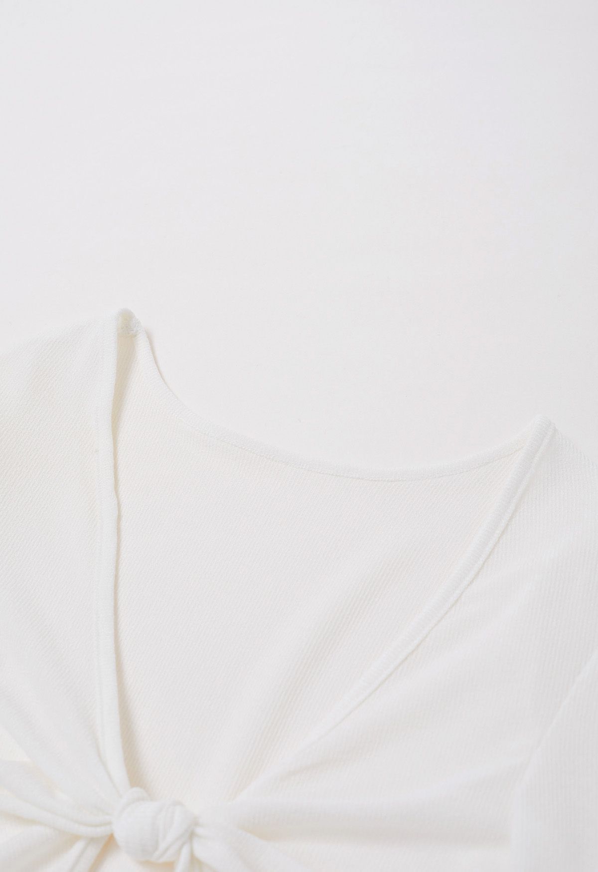 Knotted Front Two-Piece Top in White