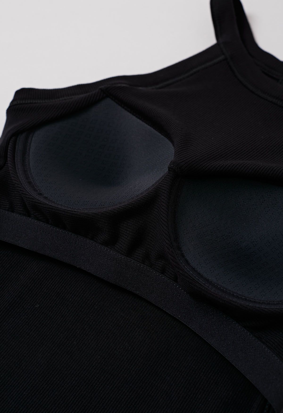 Ribbed Texture Halter Neck Crop Top in Black