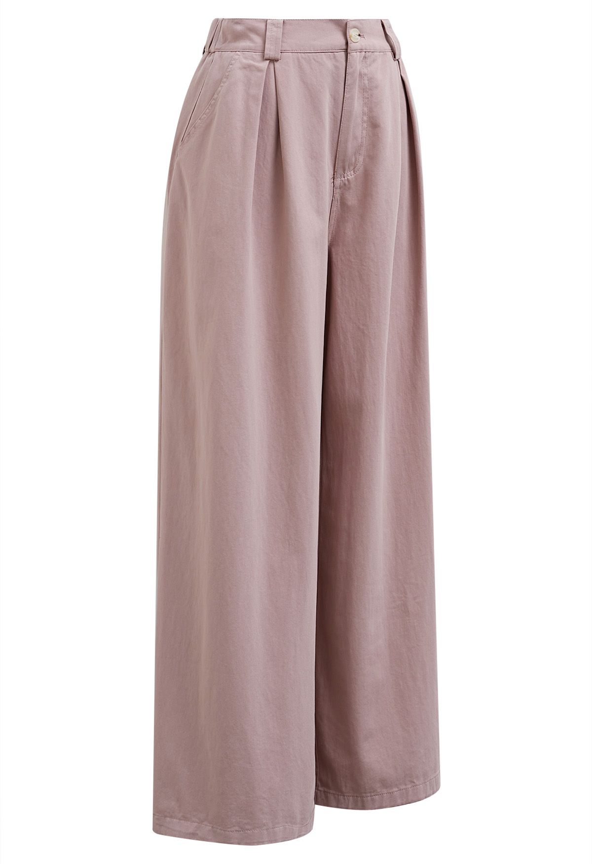 Soft Cotton Wide-Leg Pants in Pink