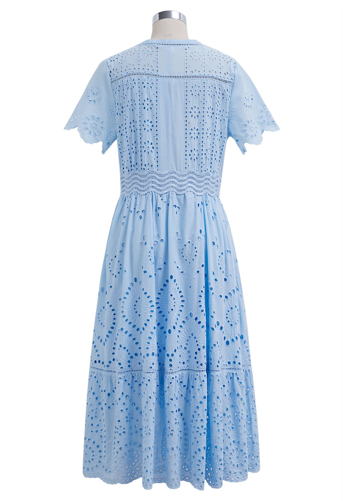 Sunny Day Cutwork Embroidery Midi Dress
