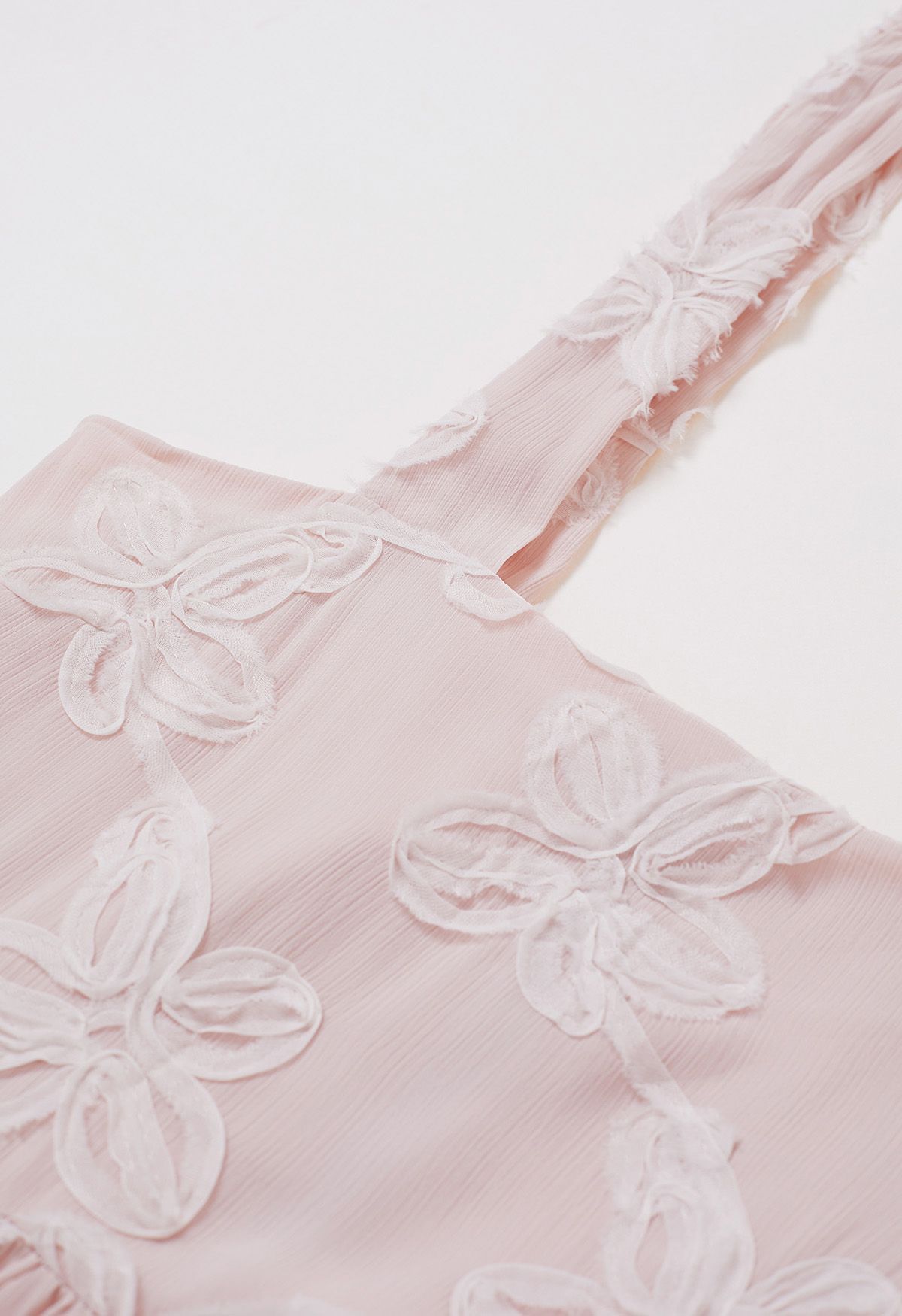 Pale Pink Floral Tie-Strap Maxi Dress