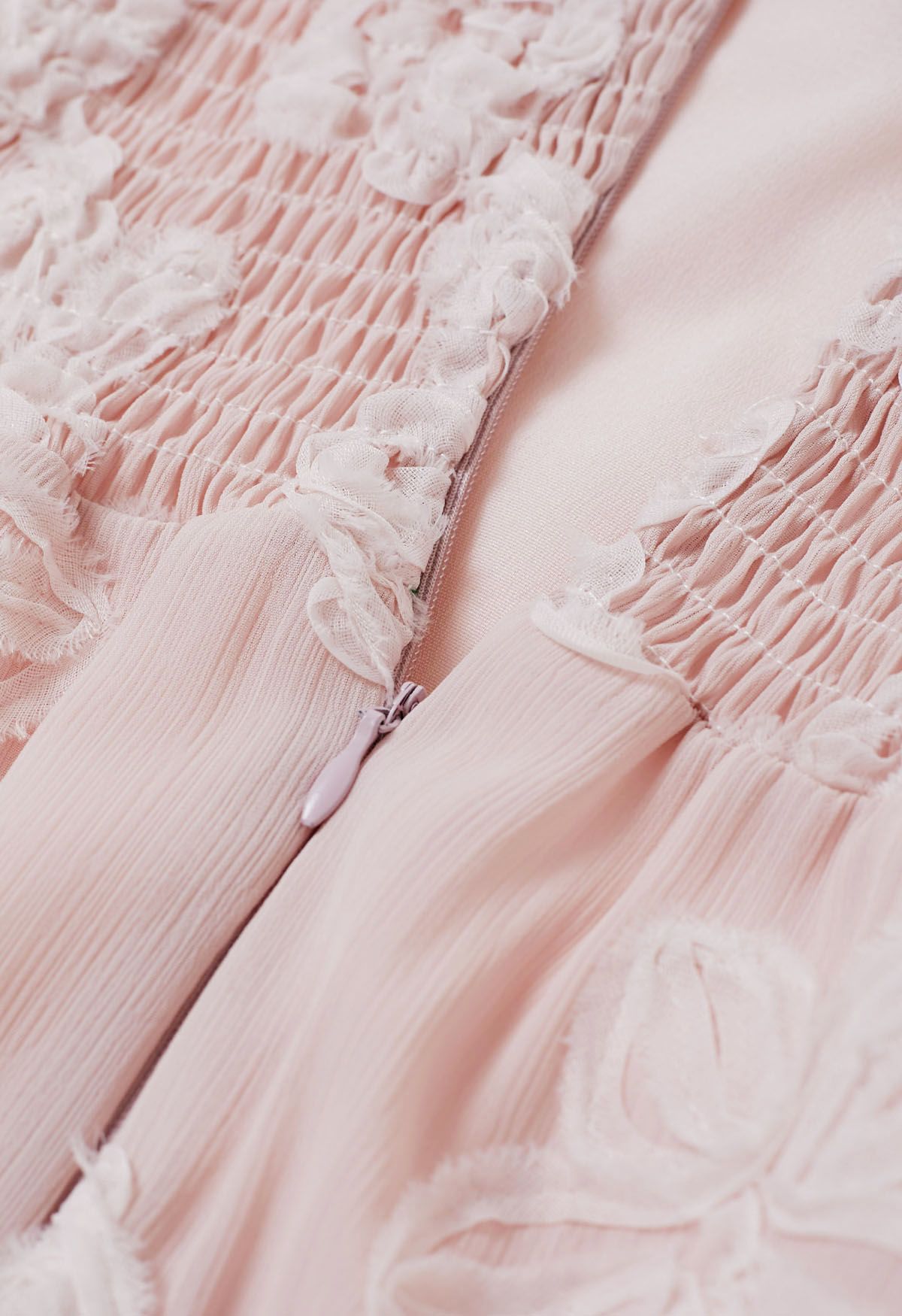 Pale Pink Floral Tie-Strap Maxi Dress
