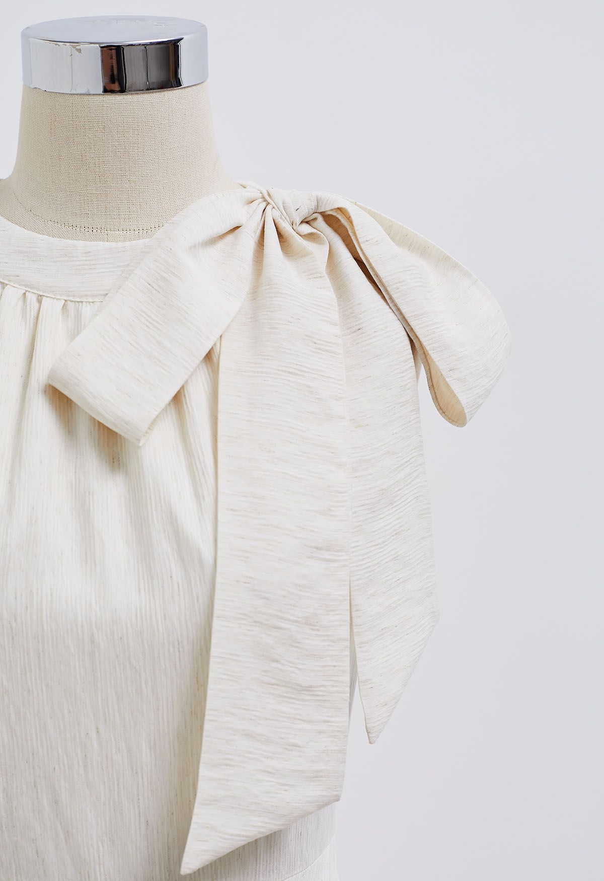 Bowknot Halter Neck Midi Dress in Ivory
