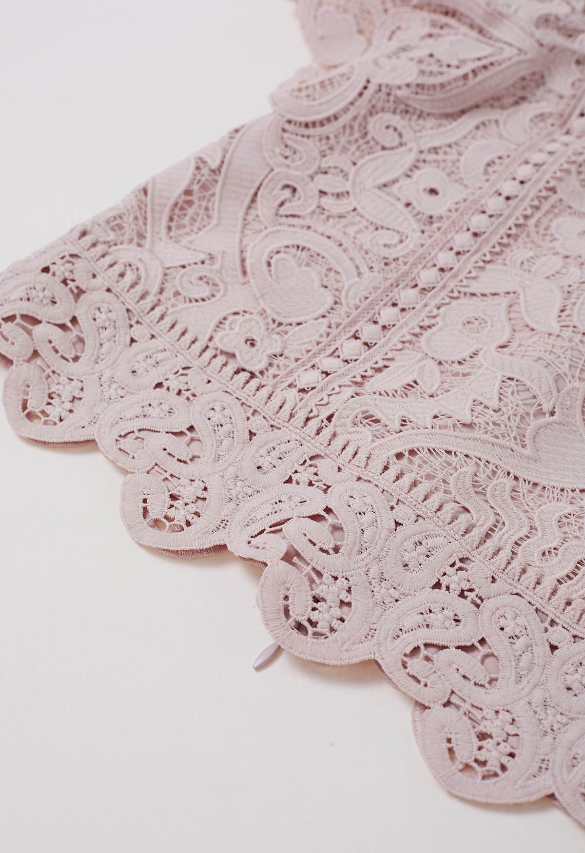 Delicate Cutie Cutwork Lace Flutter Sleeves Top in Pink