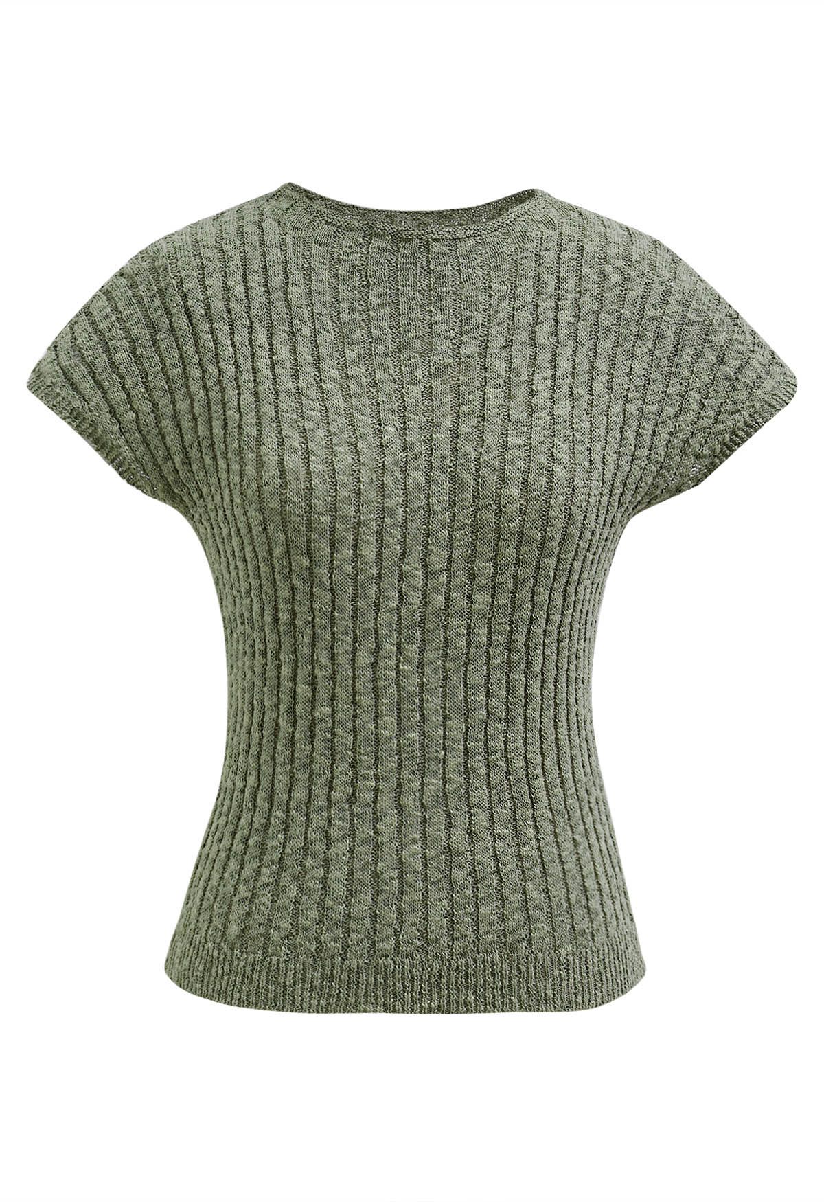 Basic Cap Sleeve Cotton Top in Olive